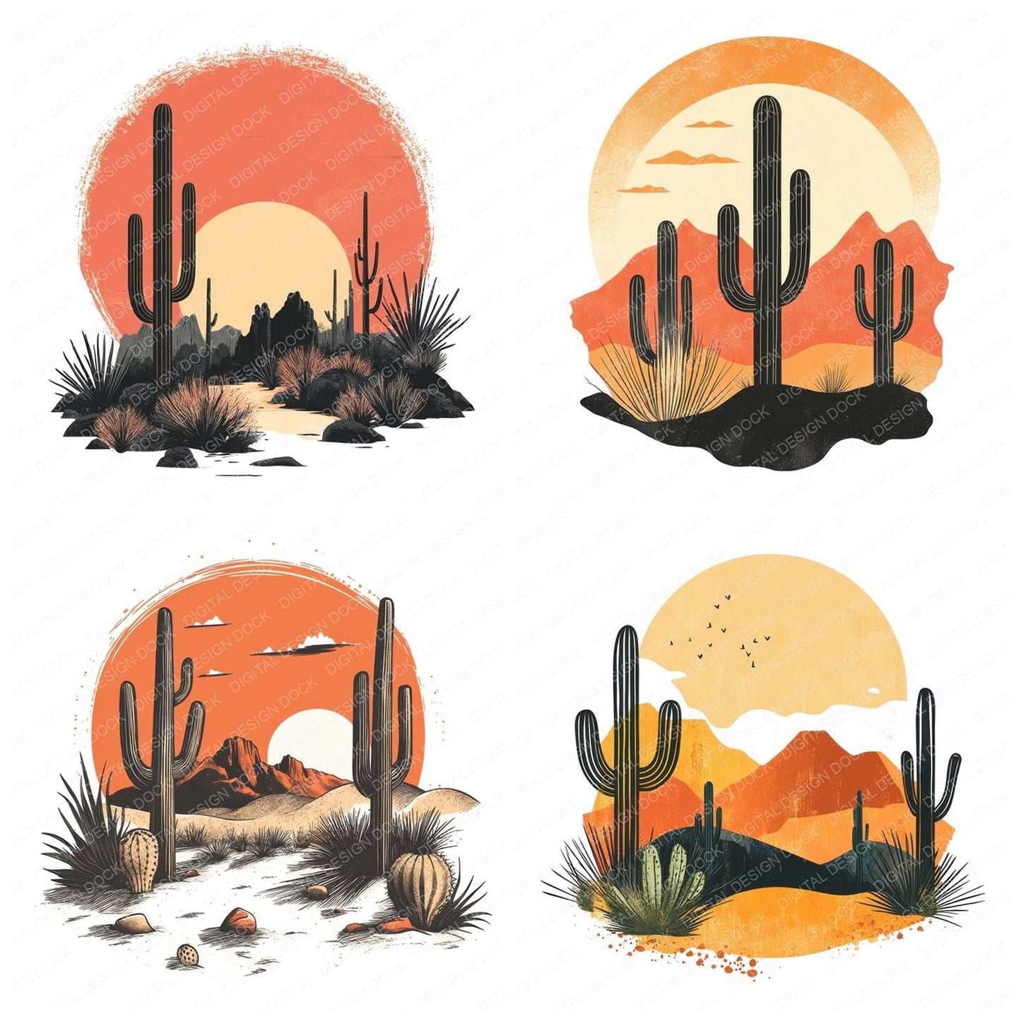 Surreal Desert Scene Clipart Set (DDD006687)