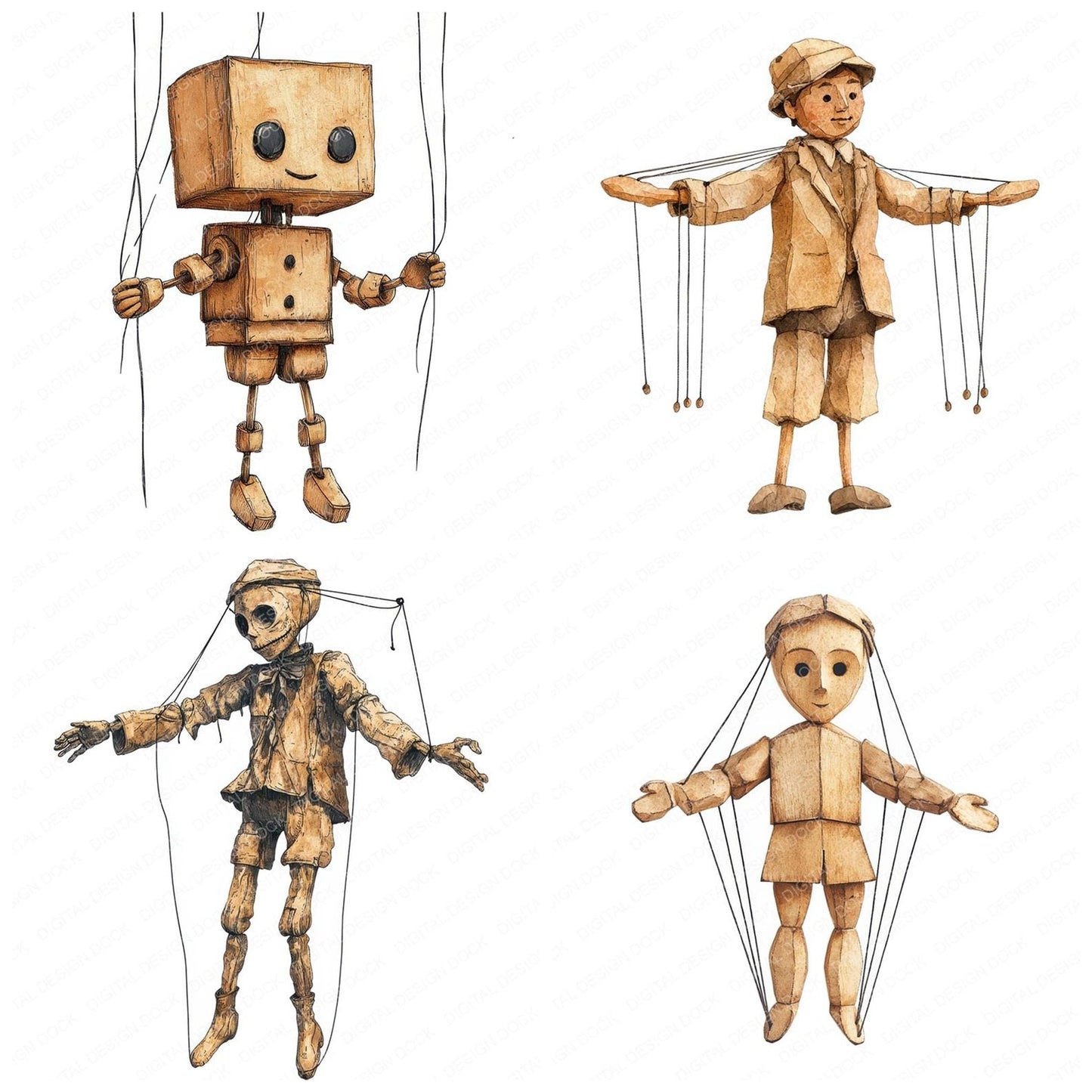 Tangled Marionette Puppet Clipart Set (DDD006694)
