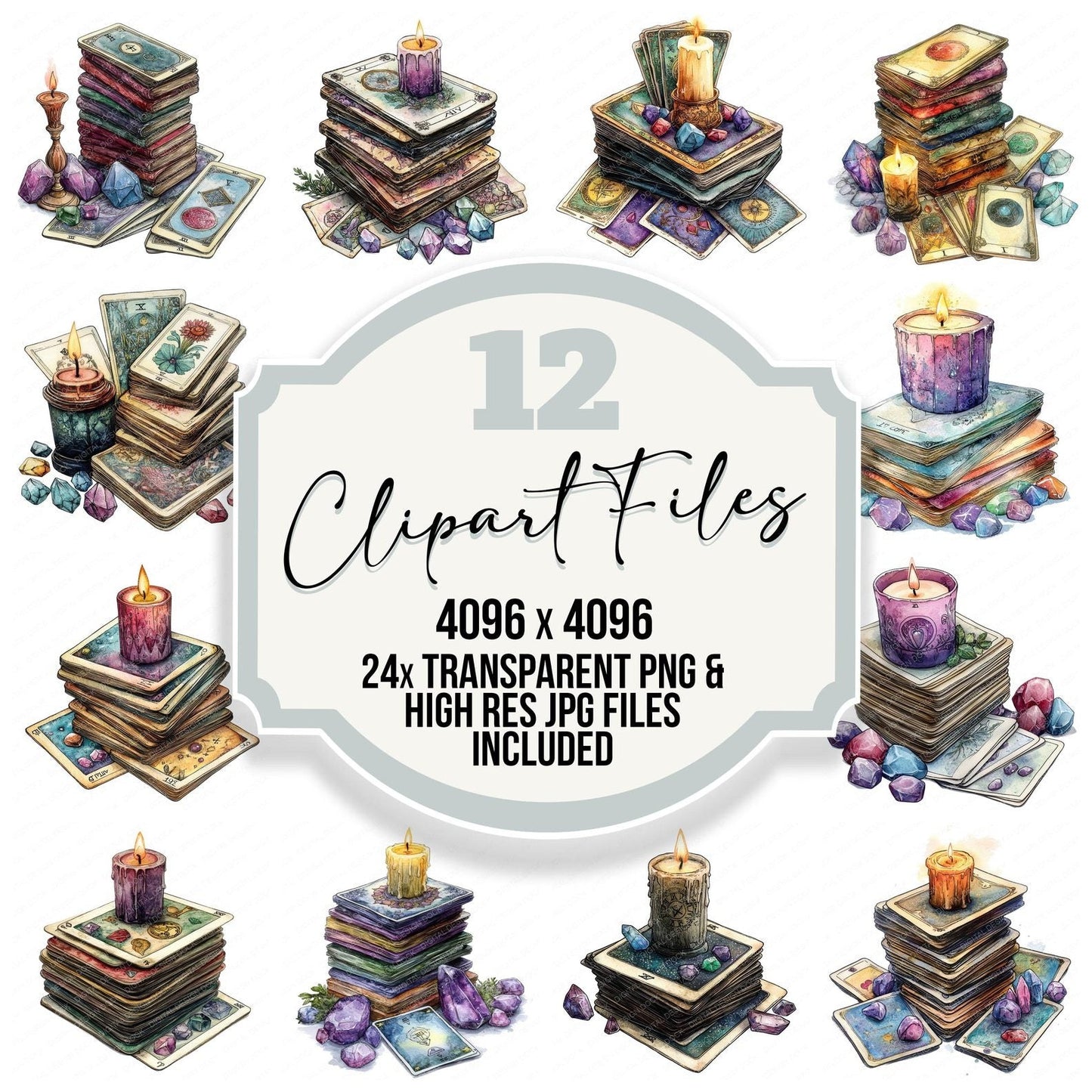 Tarot Cards and Crystals Clipart Set (DDD006697)