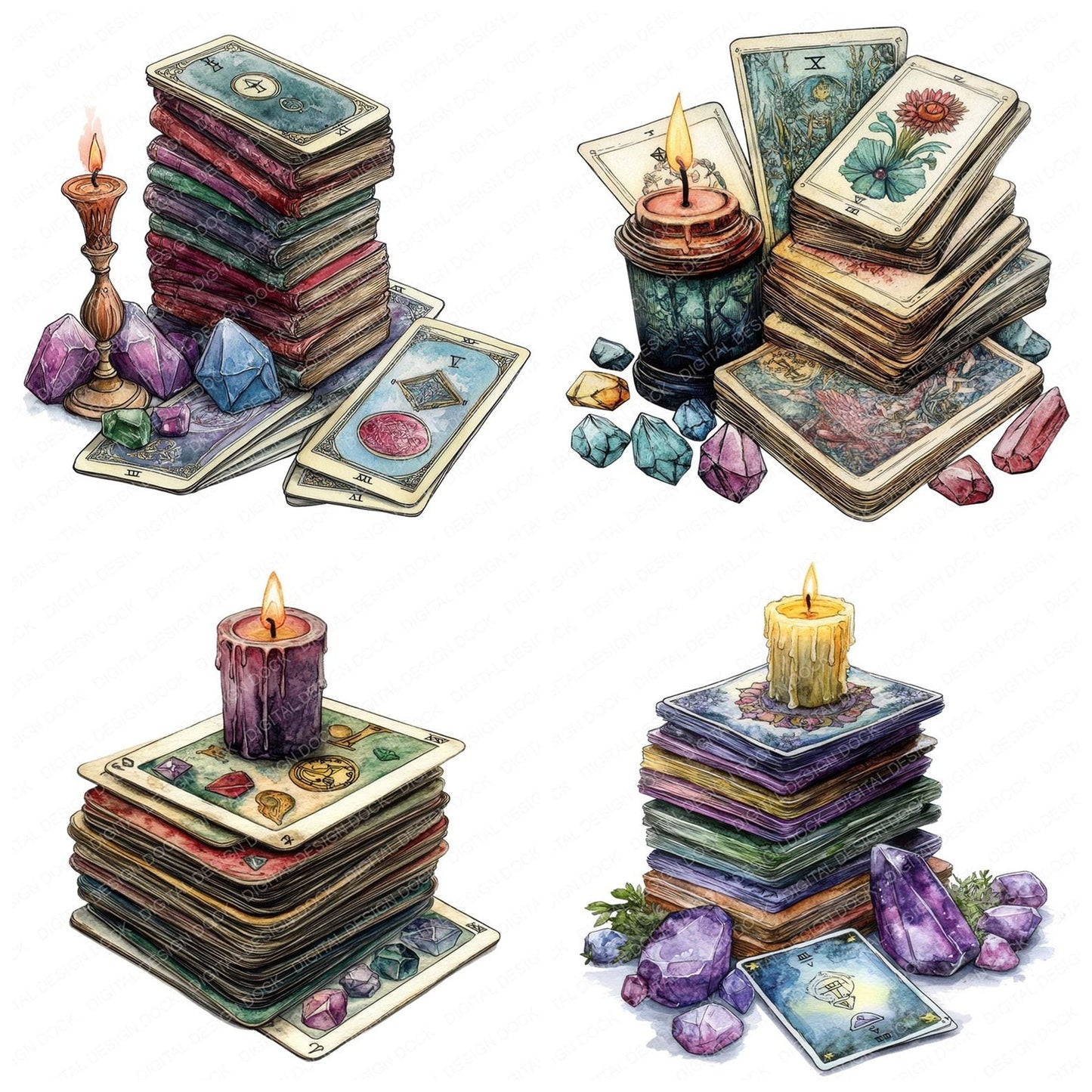 Tarot Cards and Crystals Clipart Set (DDD006697)