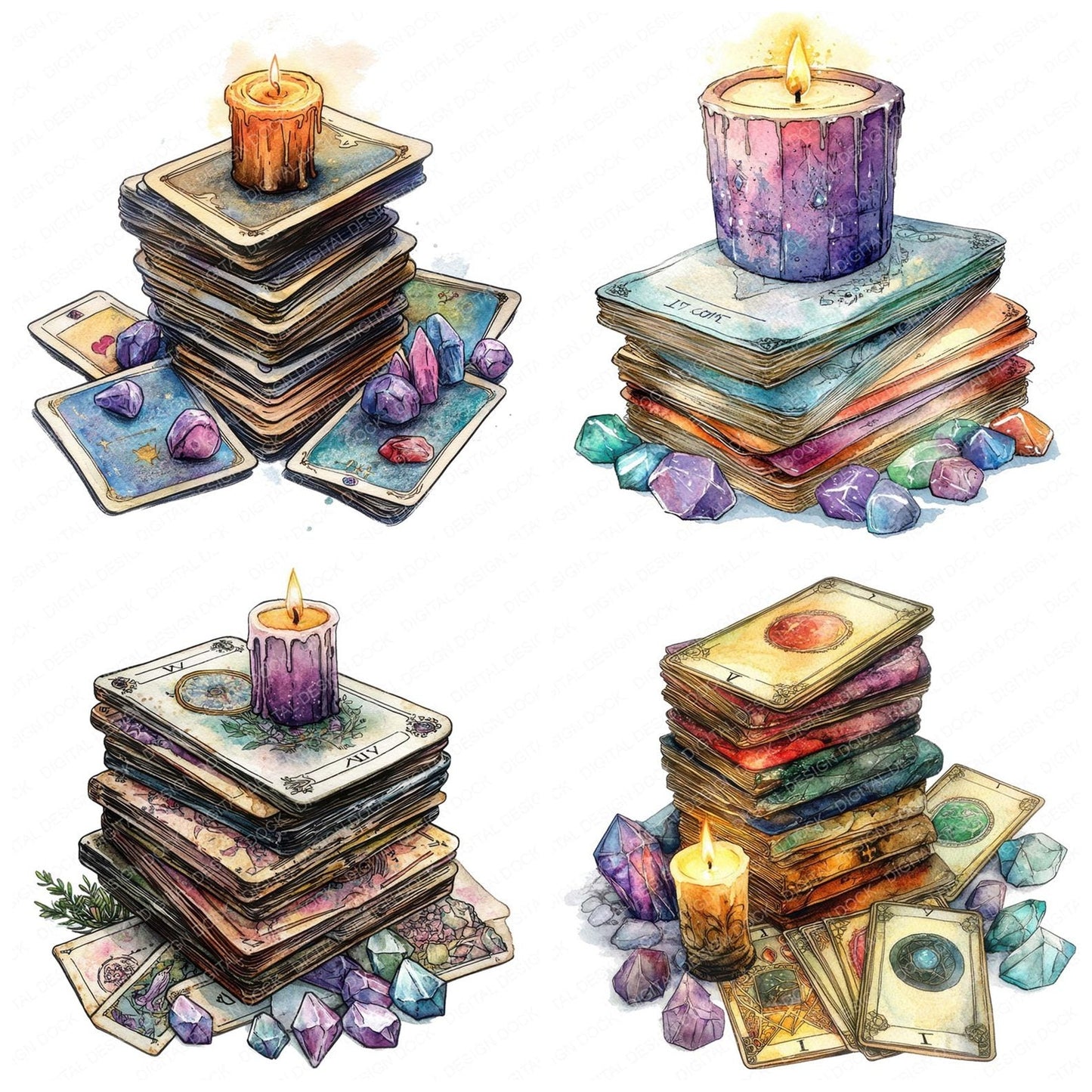 Tarot Cards and Crystals Clipart Set (DDD006697)