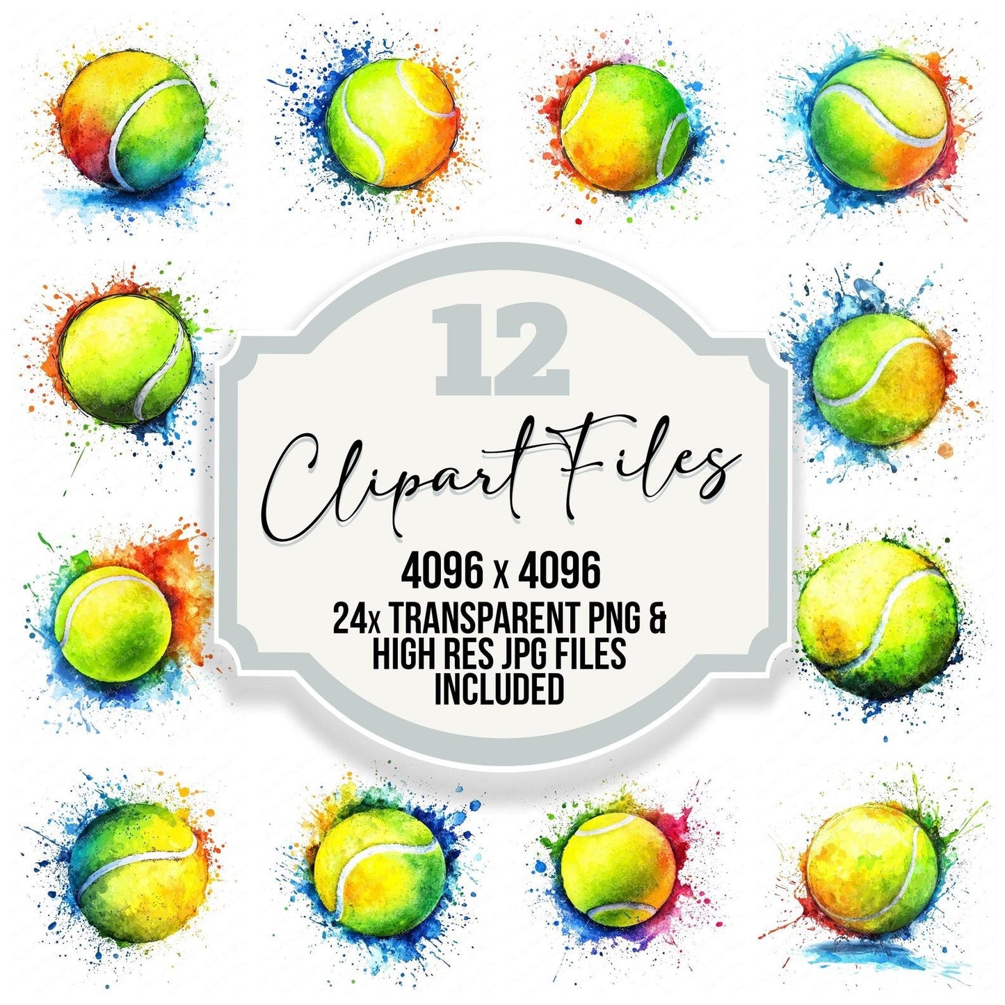 Tennis Ball Splash Clipart Set (DDD006740)