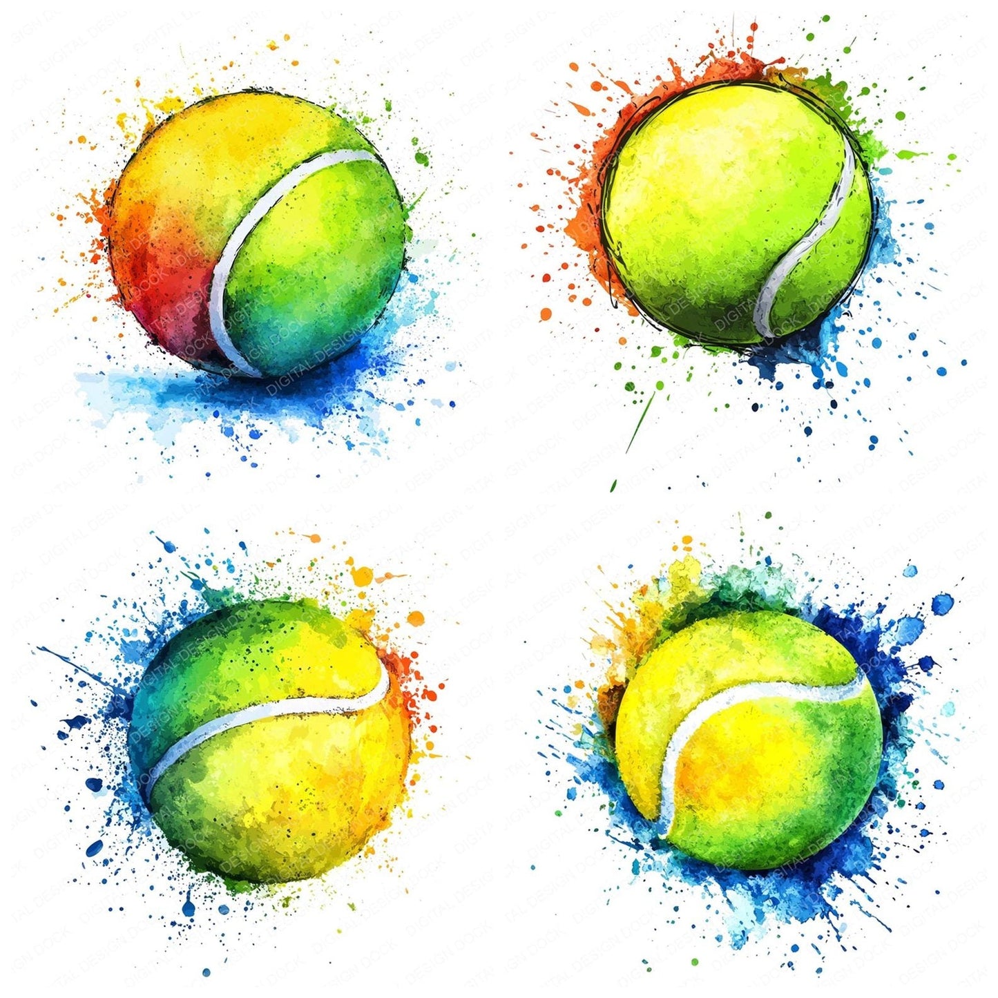 Tennis Ball Splash Clipart Set (DDD006740)