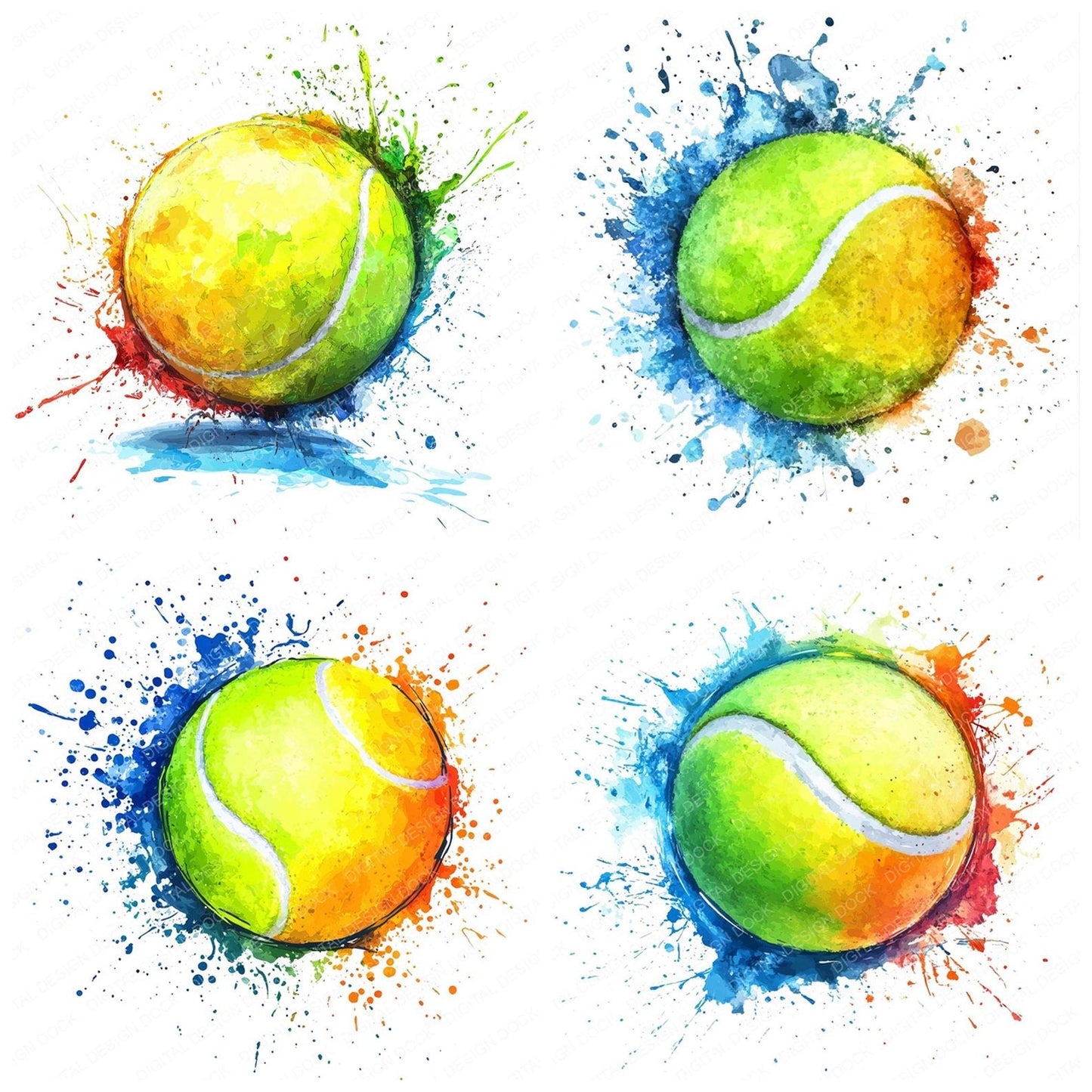 Tennis Ball Splash Clipart Set (DDD006740)