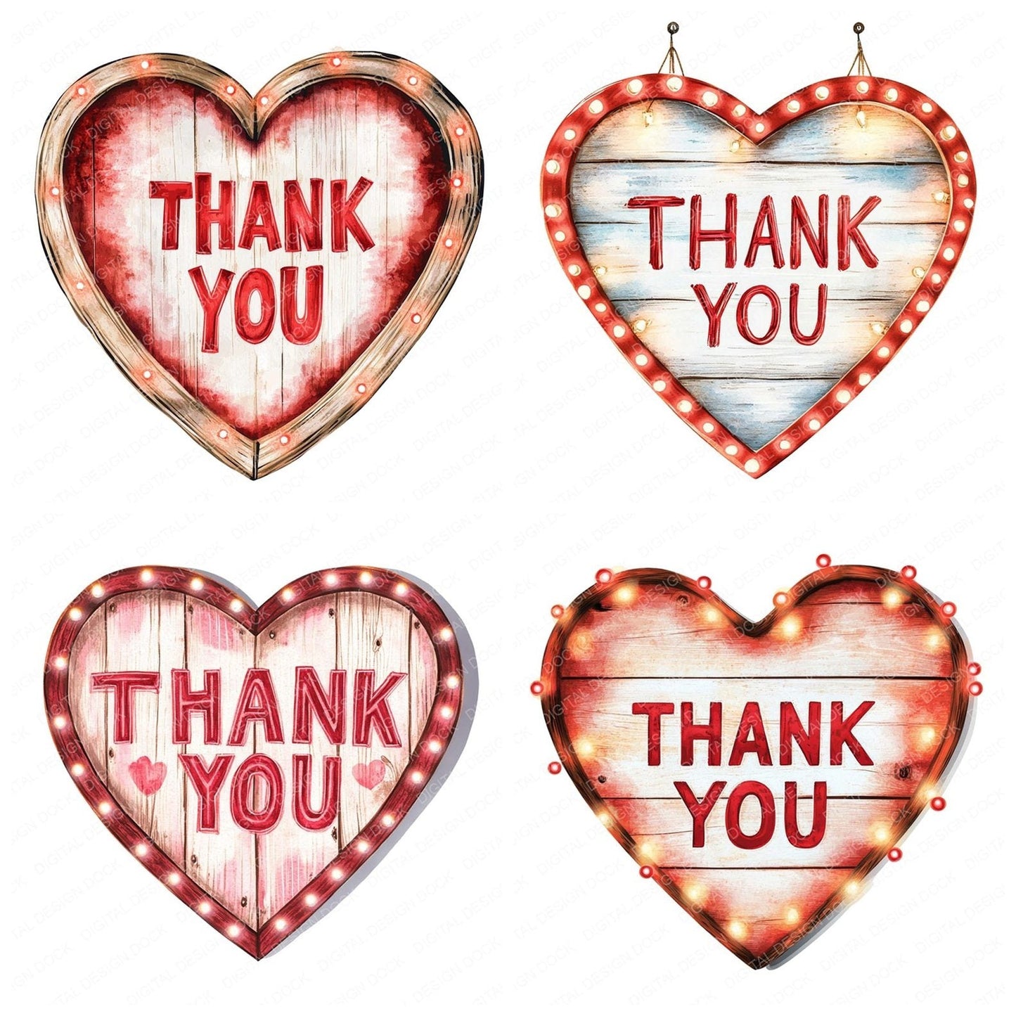 Thank You Wooden Heart Sign Clipart Set (DDD006744)