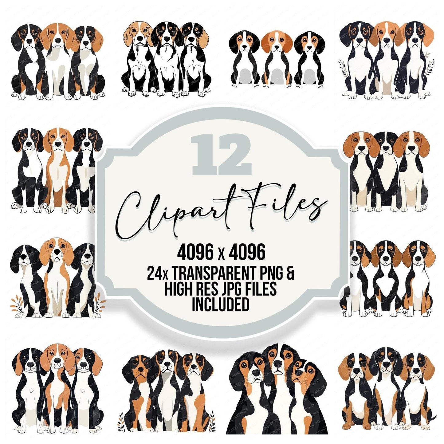 Three Beagle Friends Clipart Set (DDD006751)