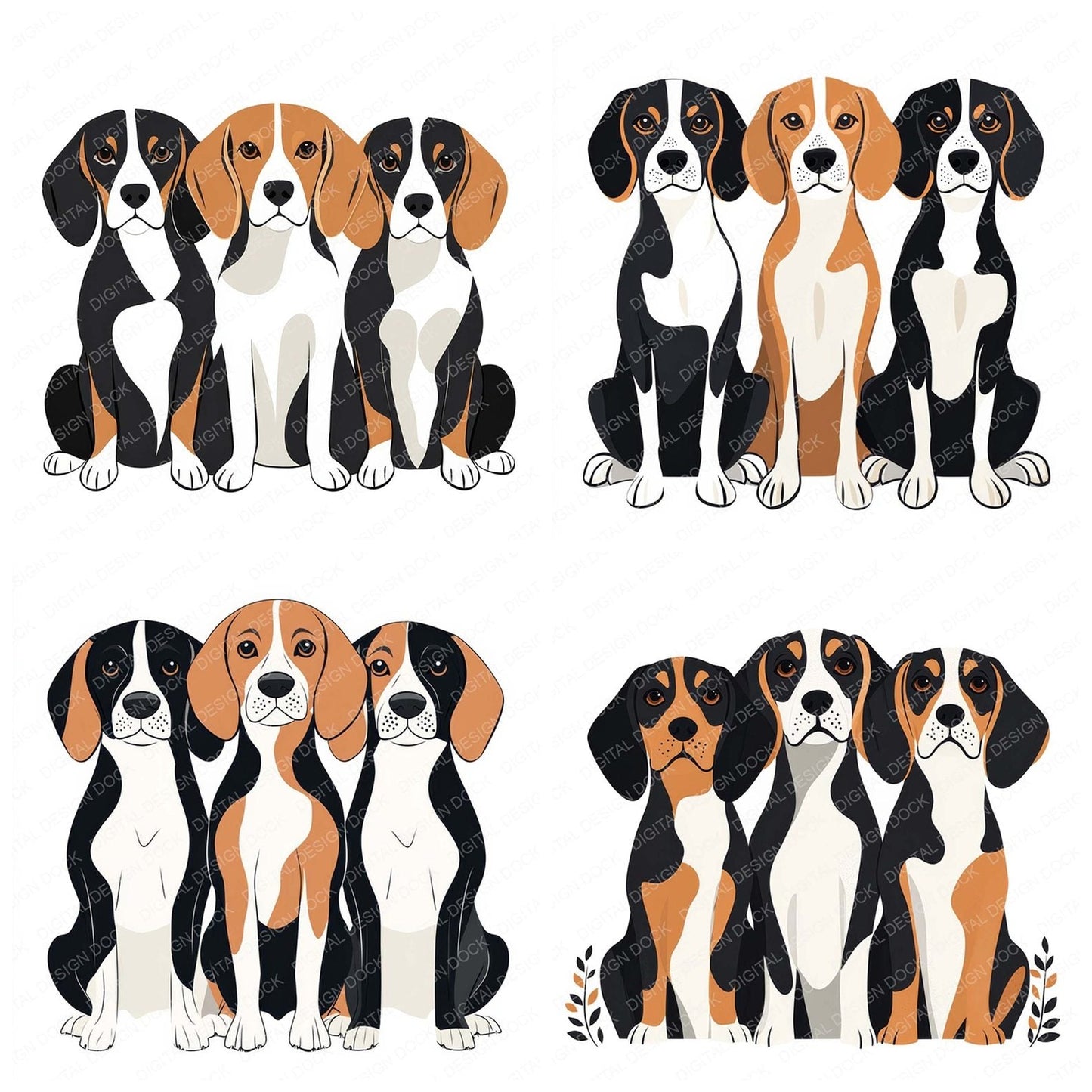Three Beagle Friends Clipart Set (DDD006751)