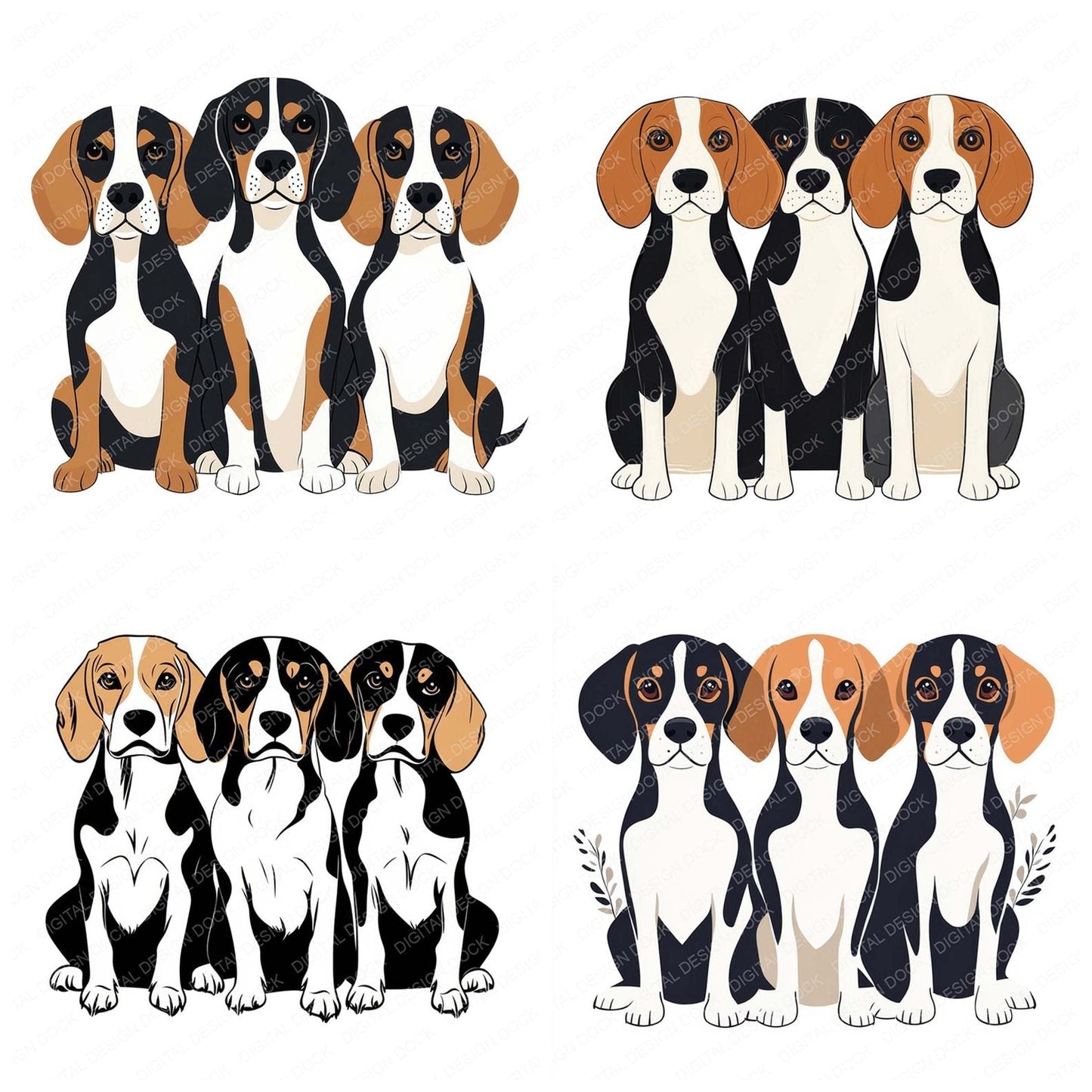 Three Beagle Friends Clipart Set (DDD006751)