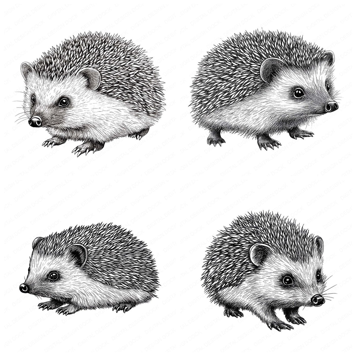 Tiny Hedgehog Sketch Clipart Set (DDD006761)