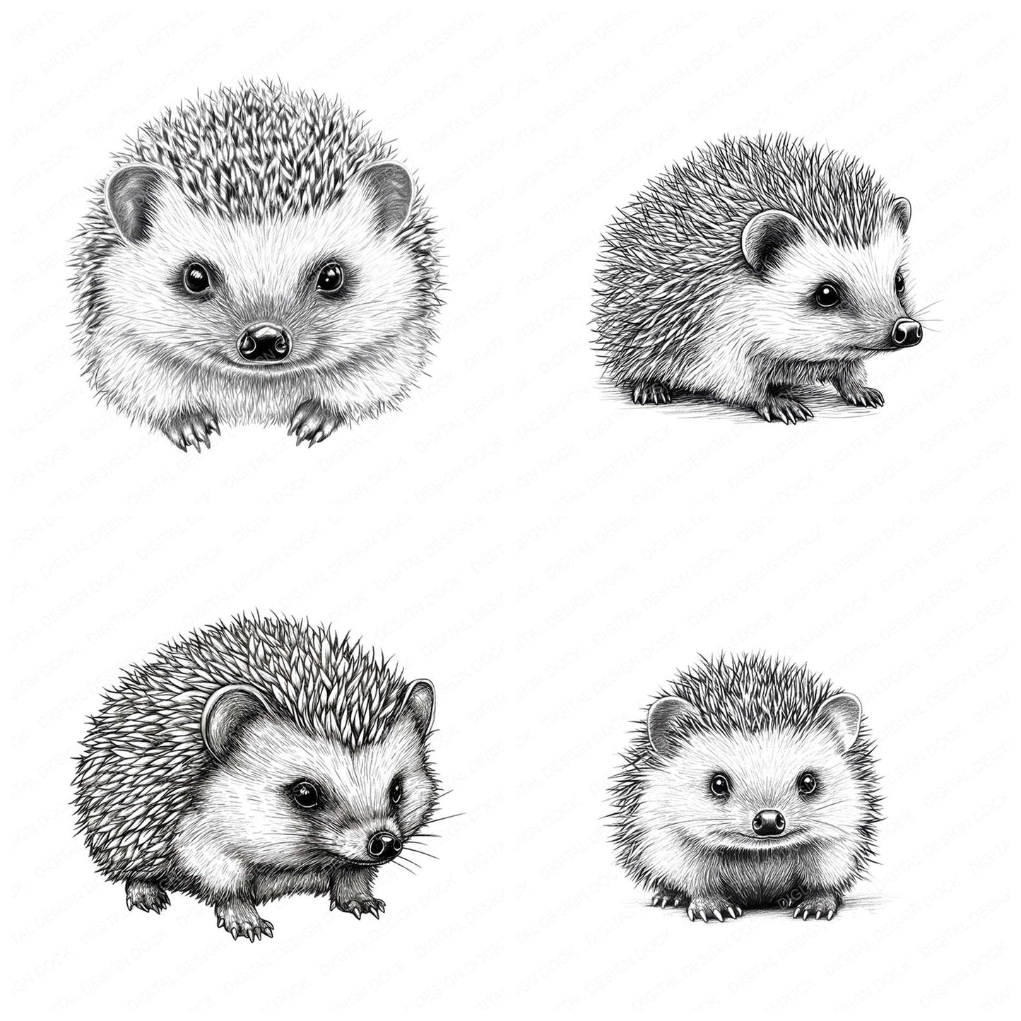 Tiny Hedgehog Sketch Clipart Set (DDD006761)