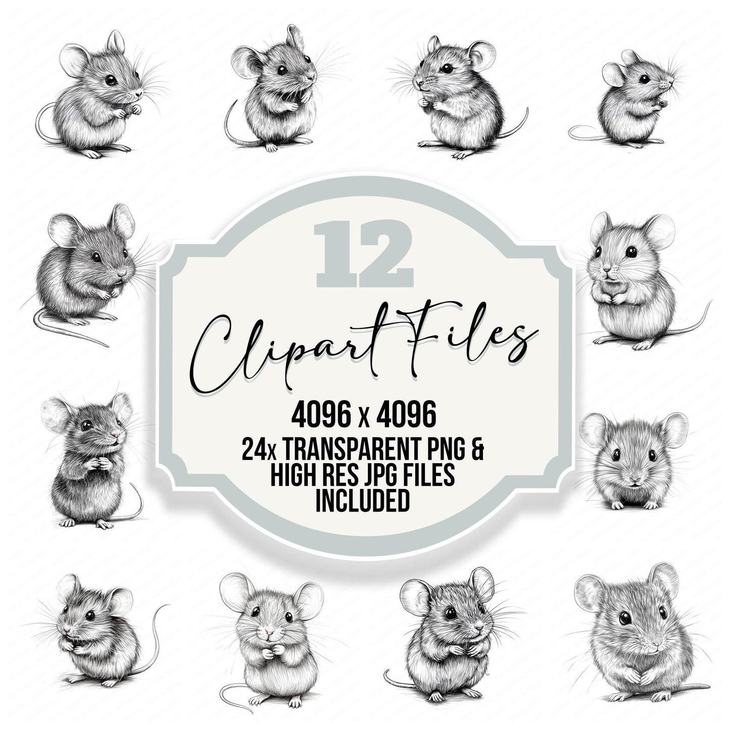 Tiny Mouse Sketch Clipart Set (DDD006762)