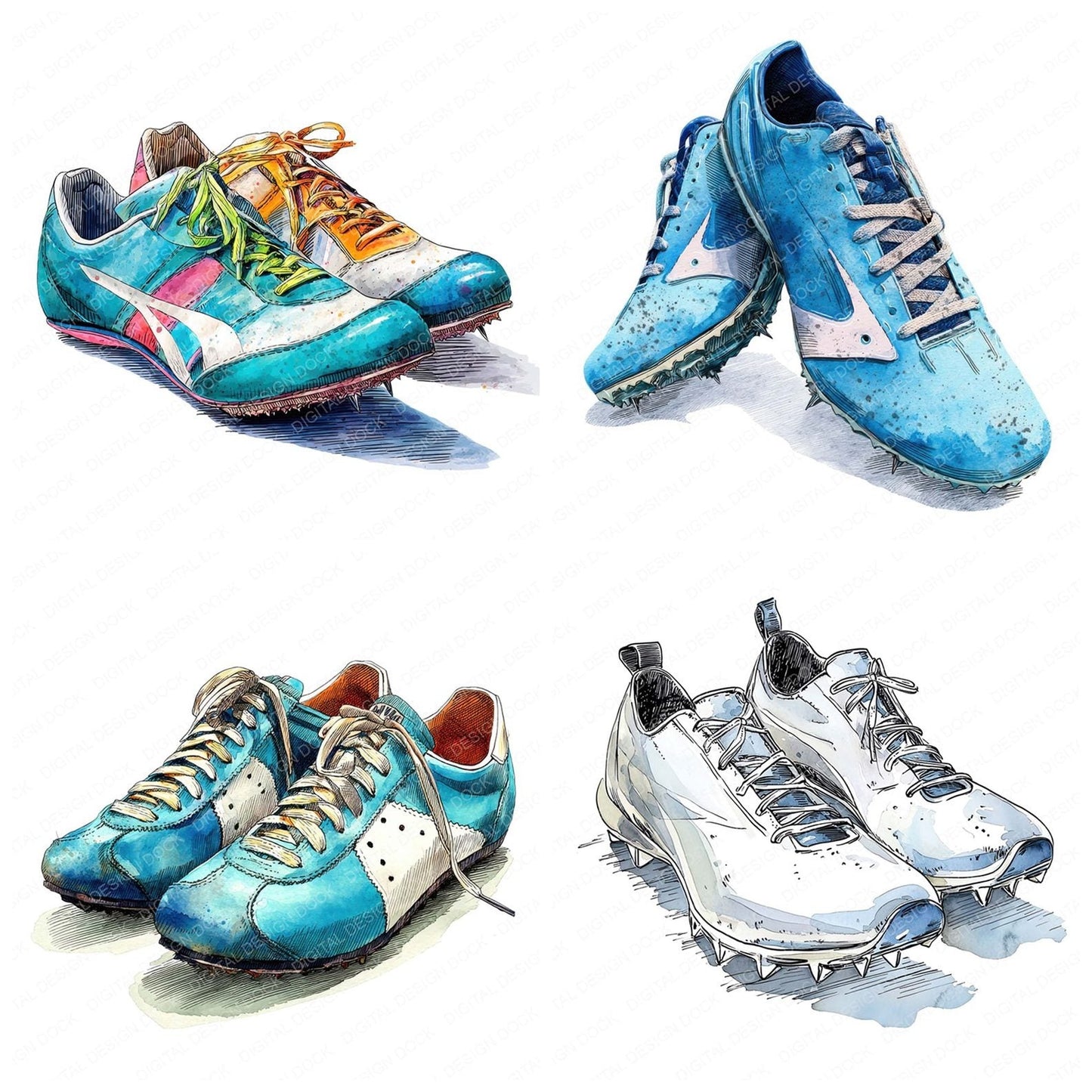 Track Running Spikes Clipart Set (DDD006766)