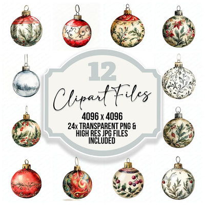 Traditional Christmas Bauble Clipart Set (DDD006767)