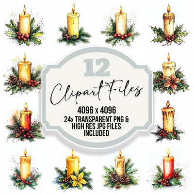 Traditional Christmas Candle Clipart Set (DDD006768)