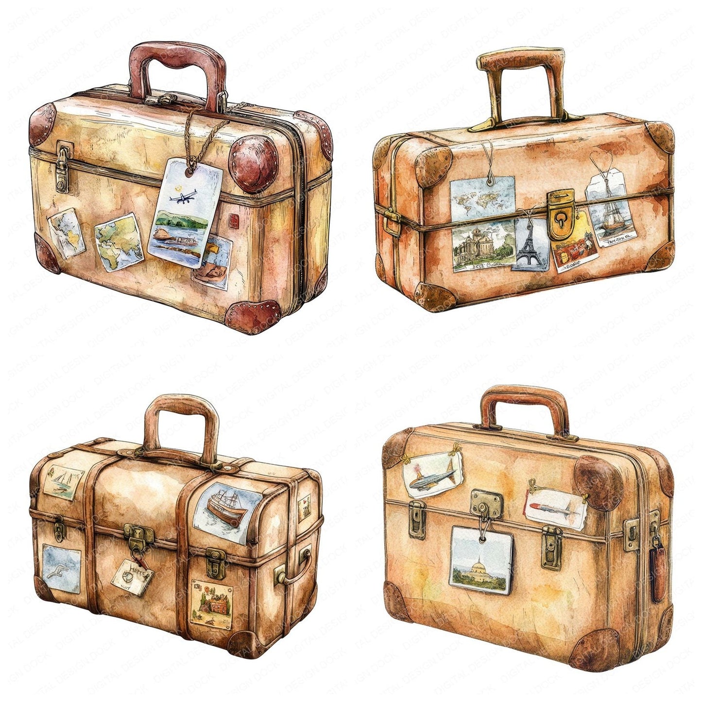 Travel Suitcase Clipart Set (DDD006771)