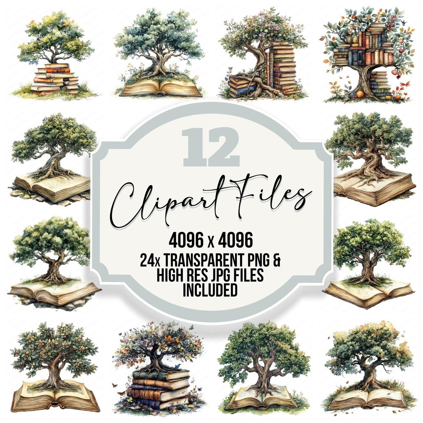 Tree Reading Book Clipart Set (DDD006774)