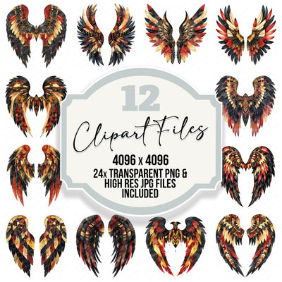 Tribal Pattern Angel Wings Clipart Set (DDD006777)