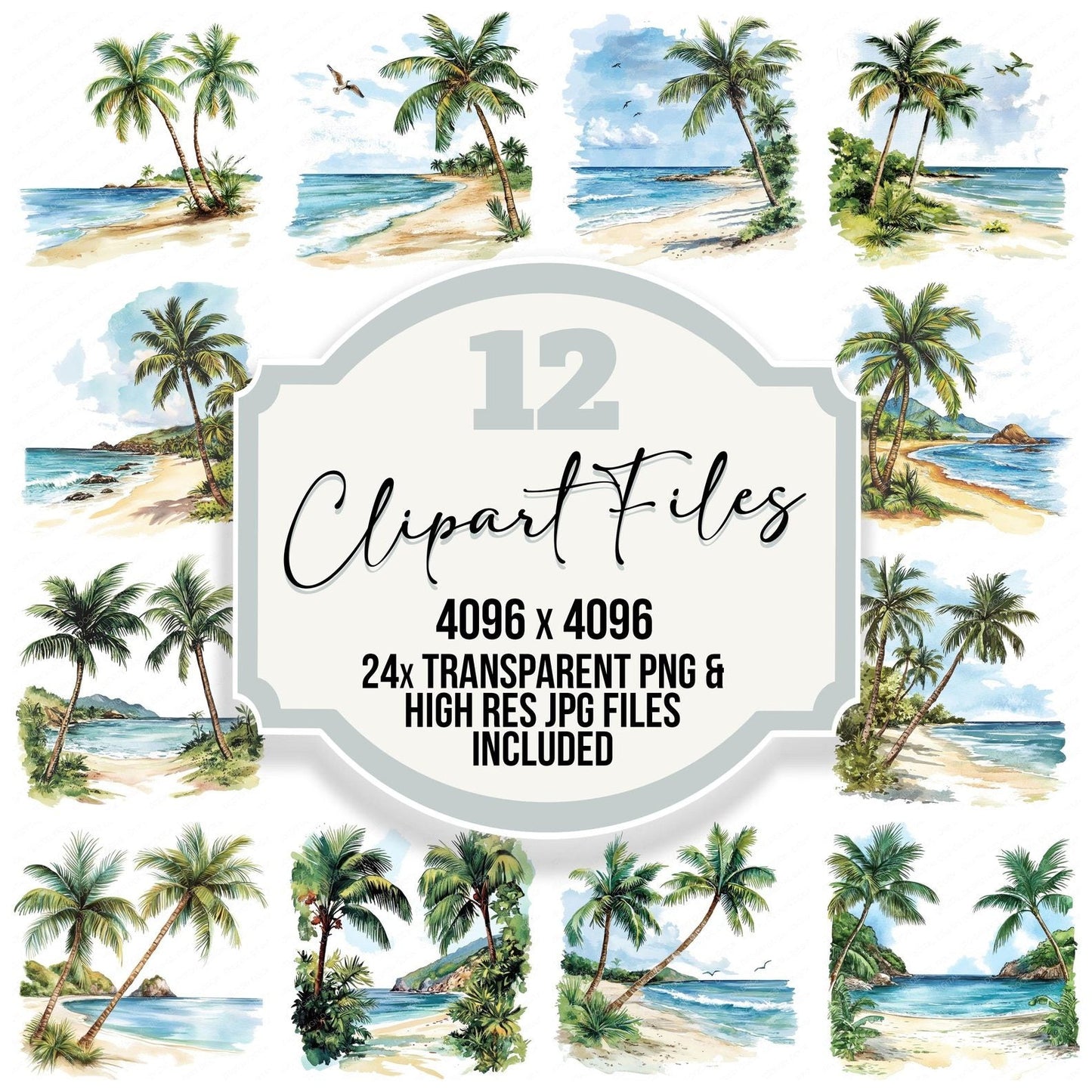 Tropical Beach Scene Clipart Set (DDD006778)