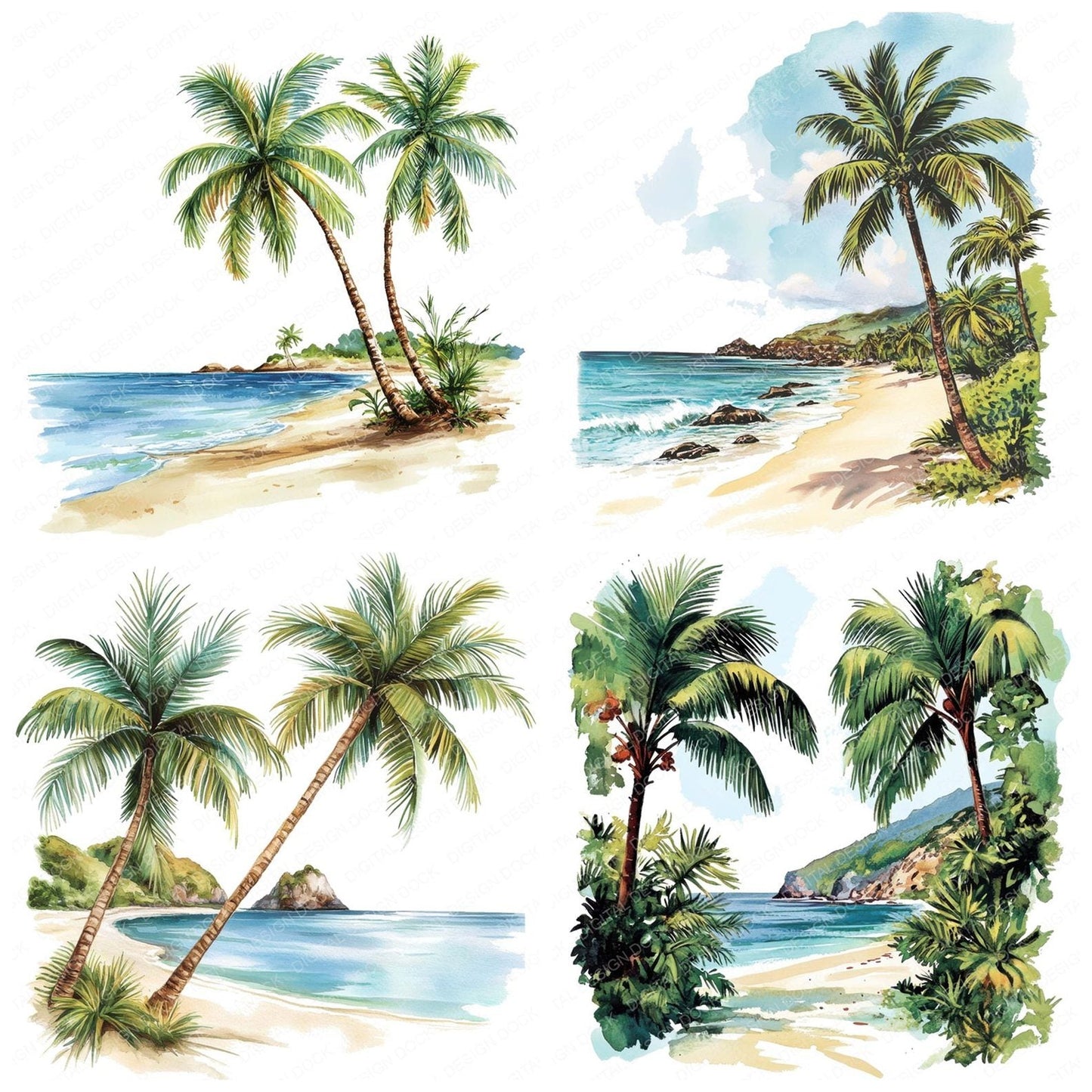 Tropical Beach Scene Clipart Set (DDD006778)