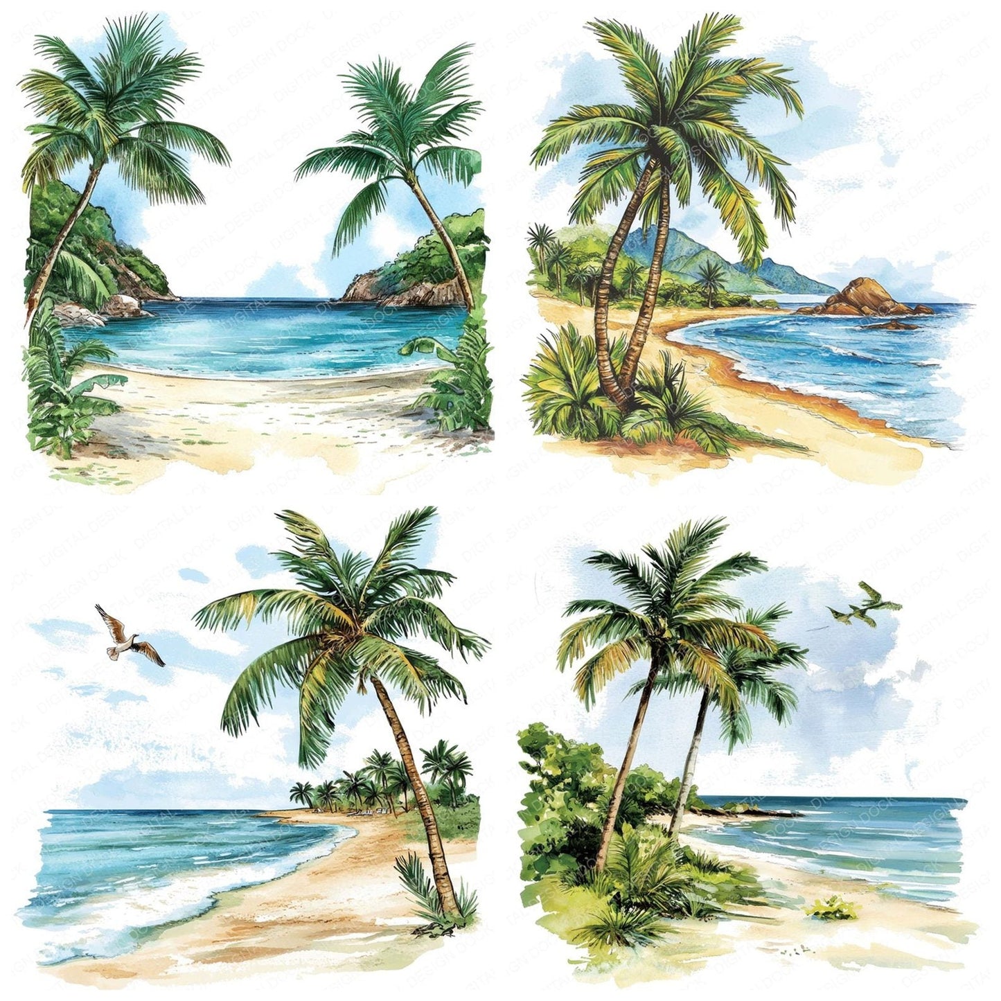 Tropical Beach Scene Clipart Set (DDD006778)