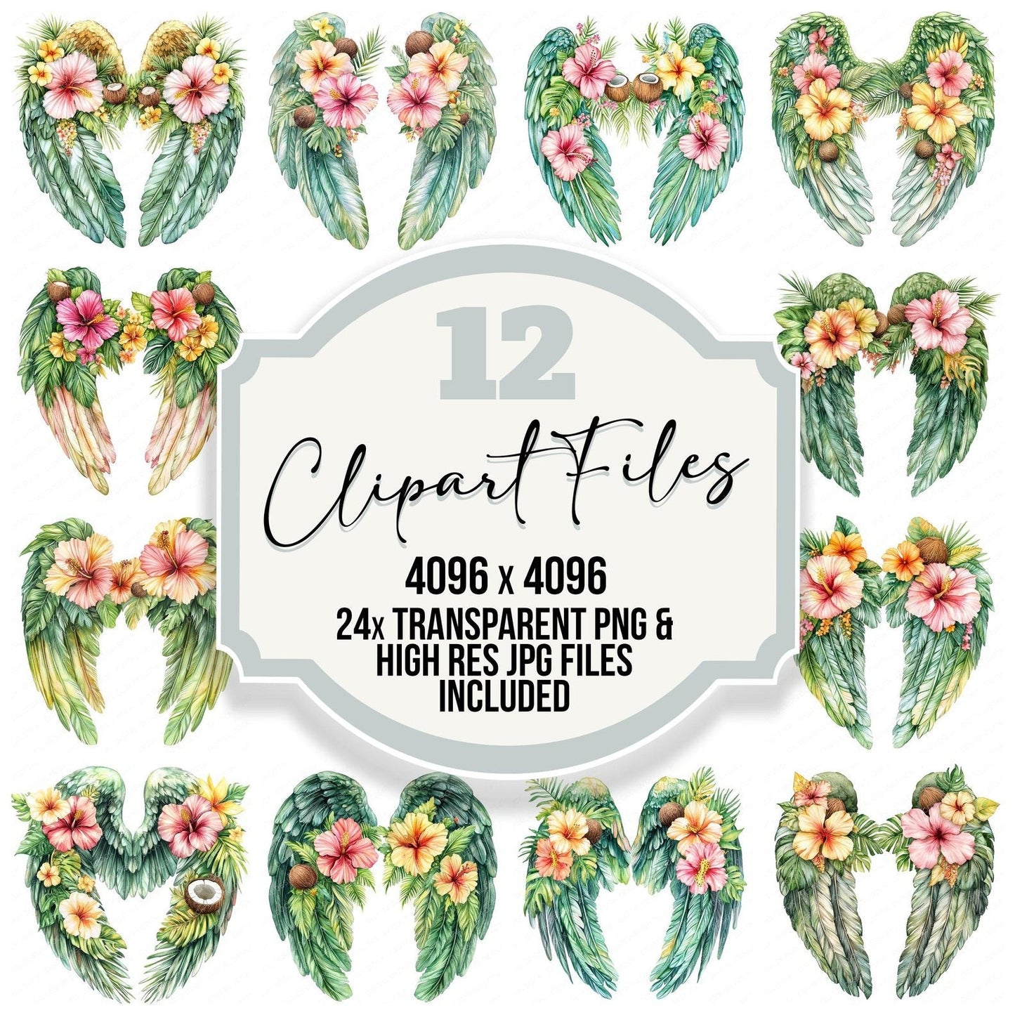 Tropical Bliss Angel Wings Clipart Set (DDD006779)