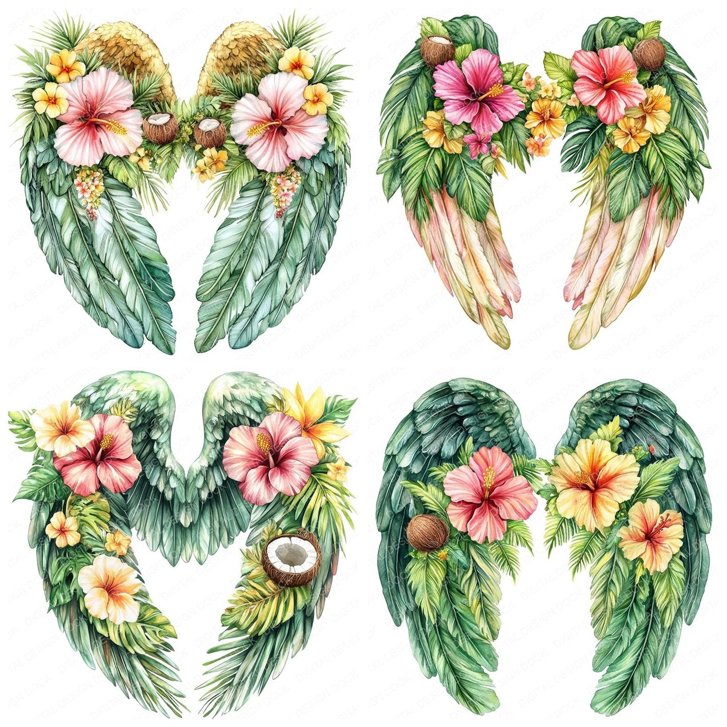 Tropical Bliss Angel Wings Clipart Set (DDD006779)