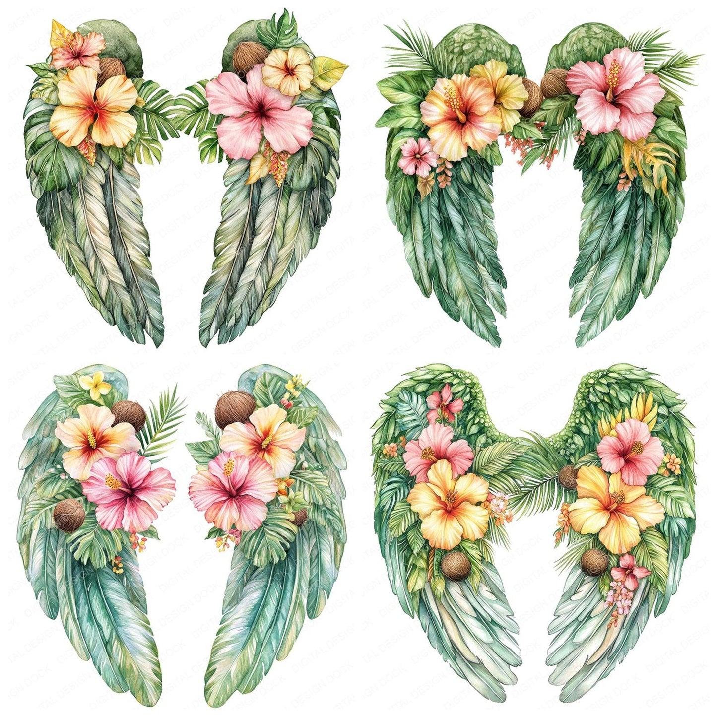 Tropical Bliss Angel Wings Clipart Set (DDD006779)