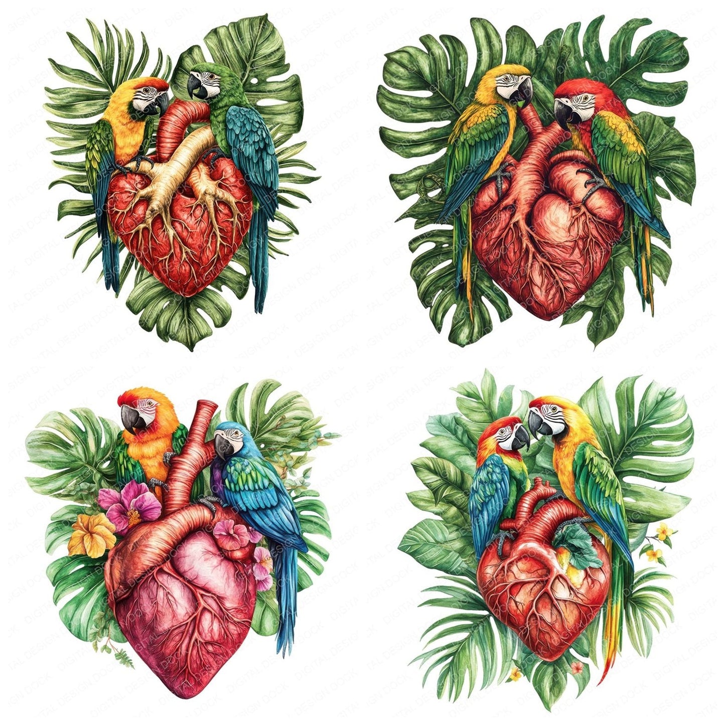 Tropical Plant Heart Clipart Set (DDD006785)