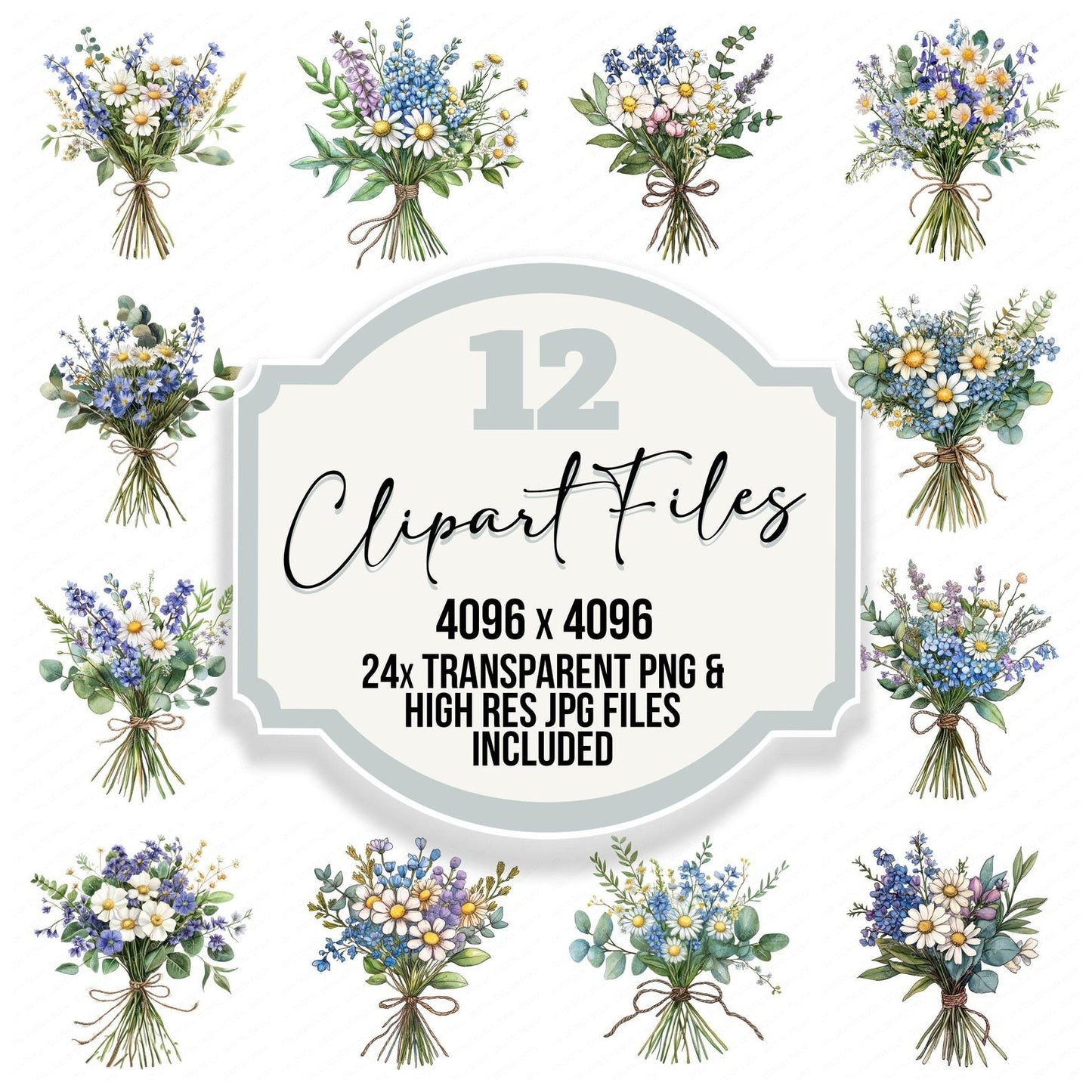 Twine Tied Bouquet Clipart Set (DDD006795)