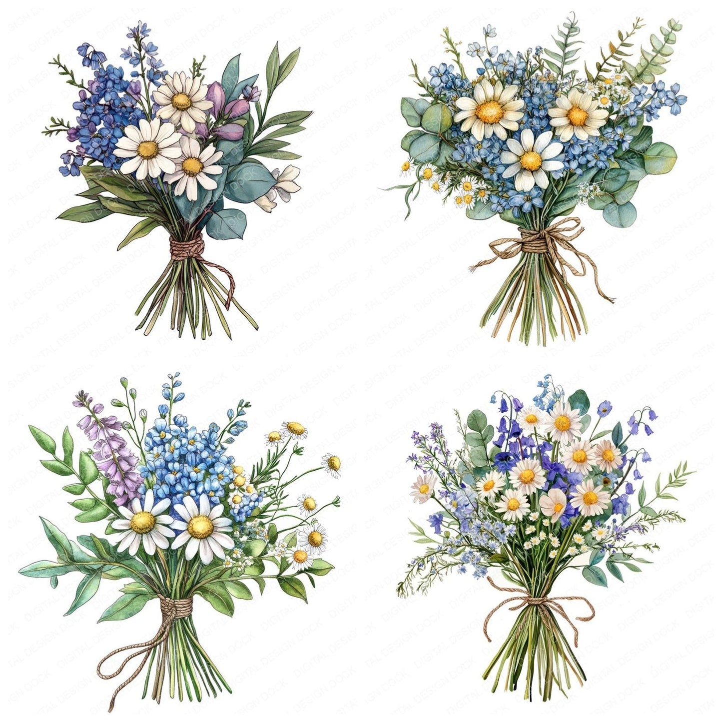 Twine Tied Bouquet Clipart Set (DDD006795)