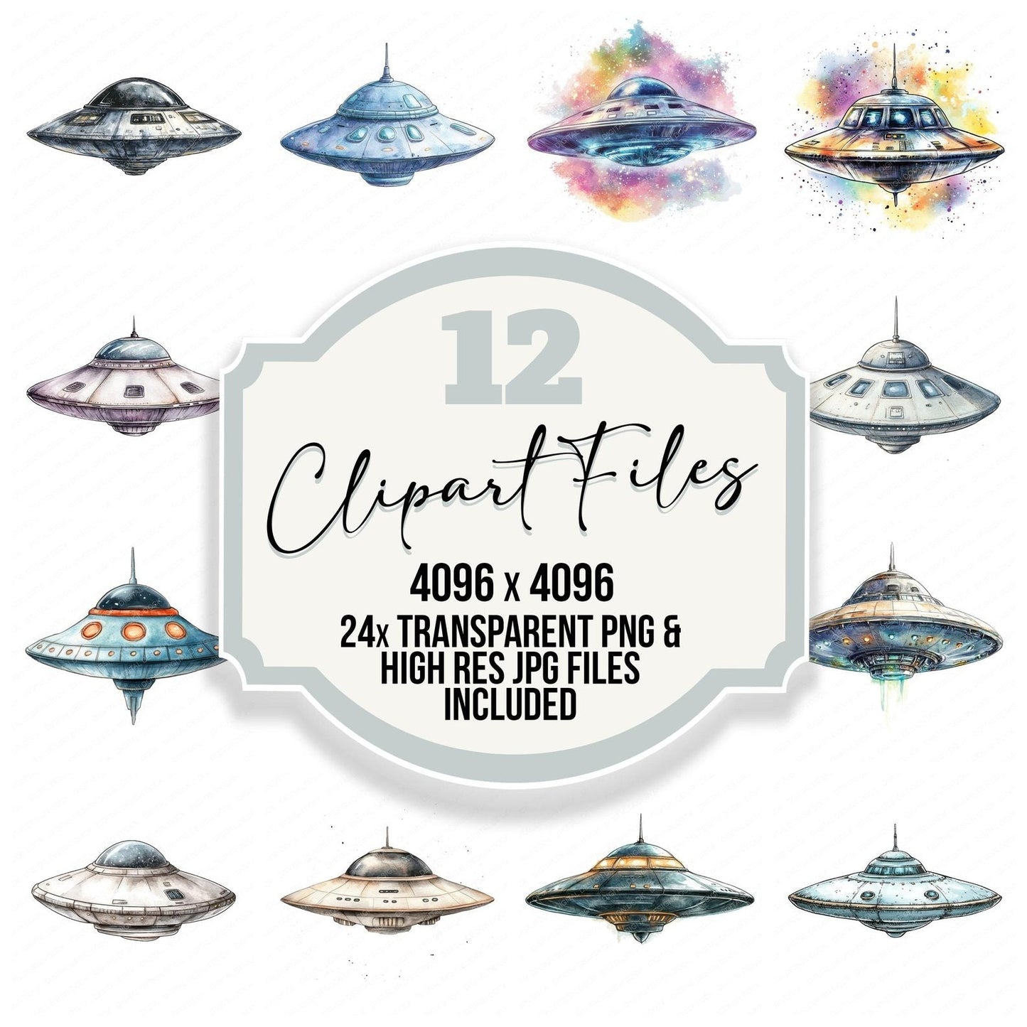UFO Spaceship Clipart Set (DDD006799)