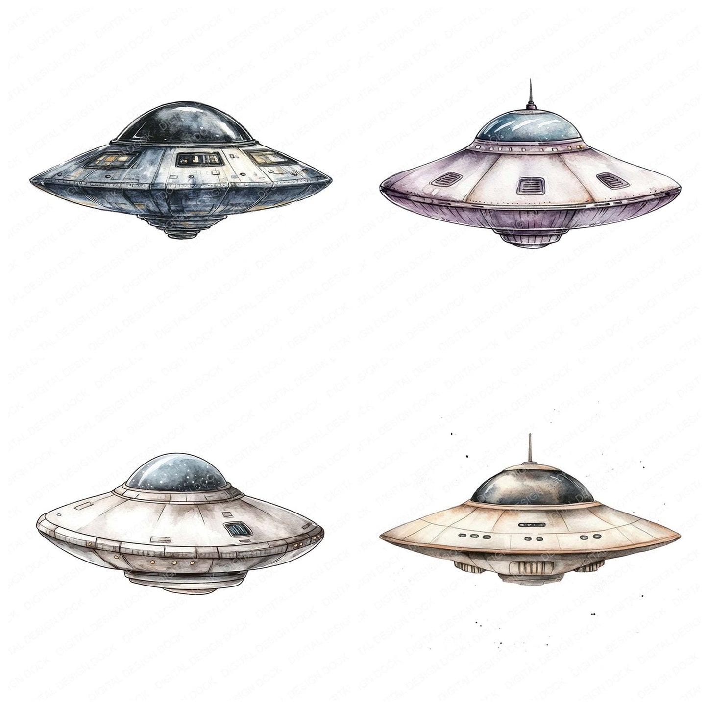 UFO Spaceship Clipart Set (DDD006799)