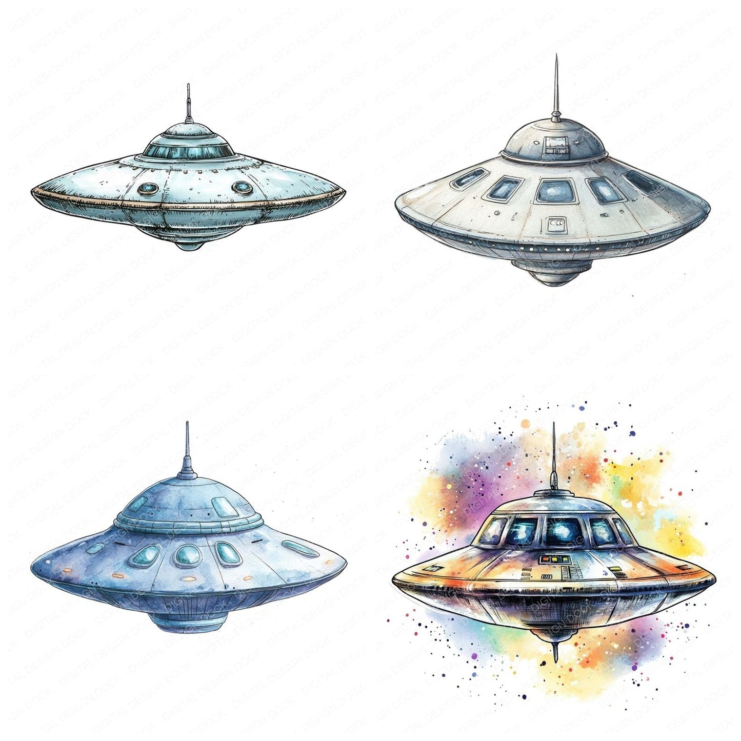 UFO Spaceship Clipart Set (DDD006799)