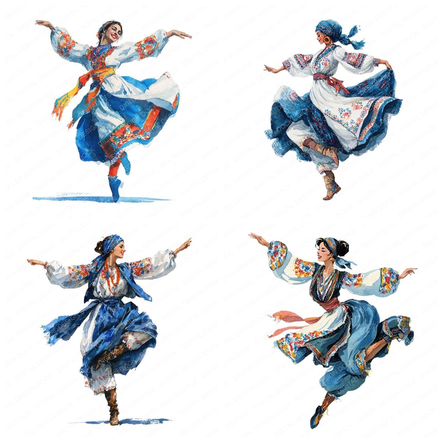 Ukrainian Folk Dancer Clipart Set (DDD006800)