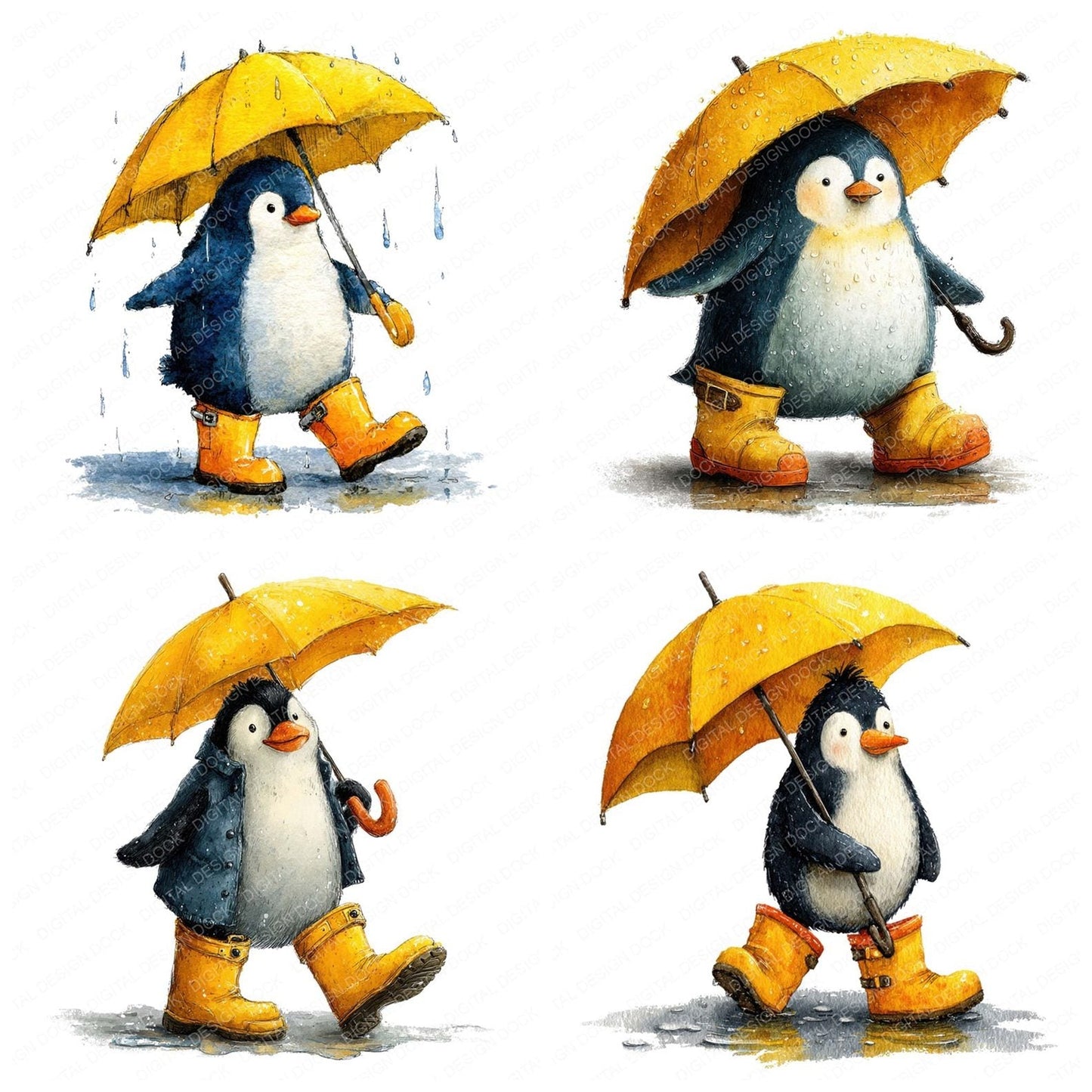 Umbrella Penguin Clipart Set (DDD006801)