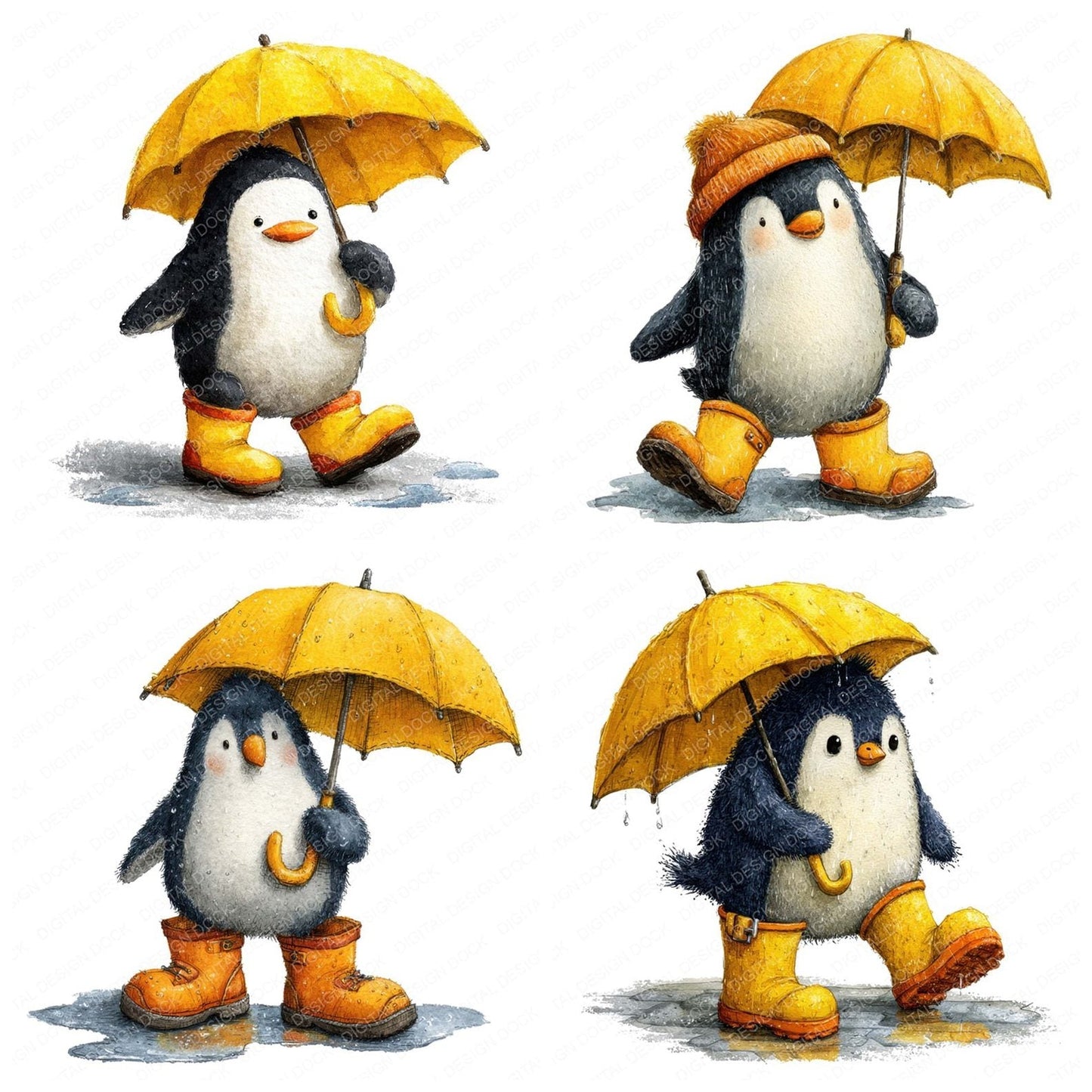 Umbrella Penguin Clipart Set (DDD006801)
