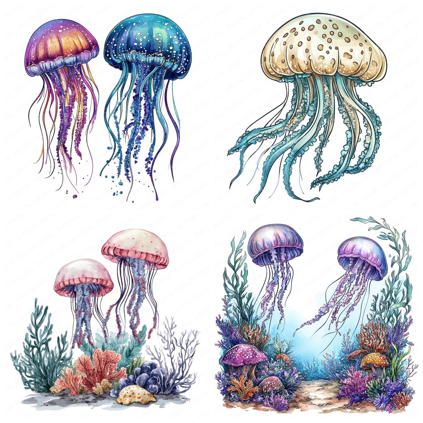 Underwater Jellyfish Clipart Set (DDD006803)