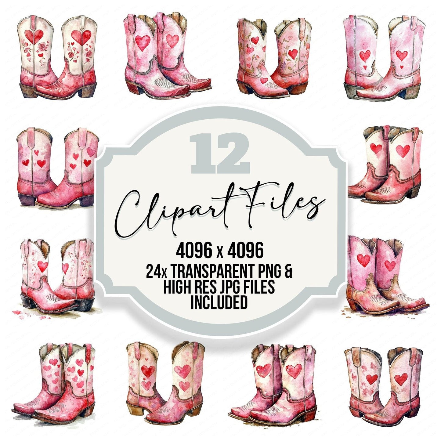 Valentines Themed Cowboy Boots Clipart Set (DDD006809)