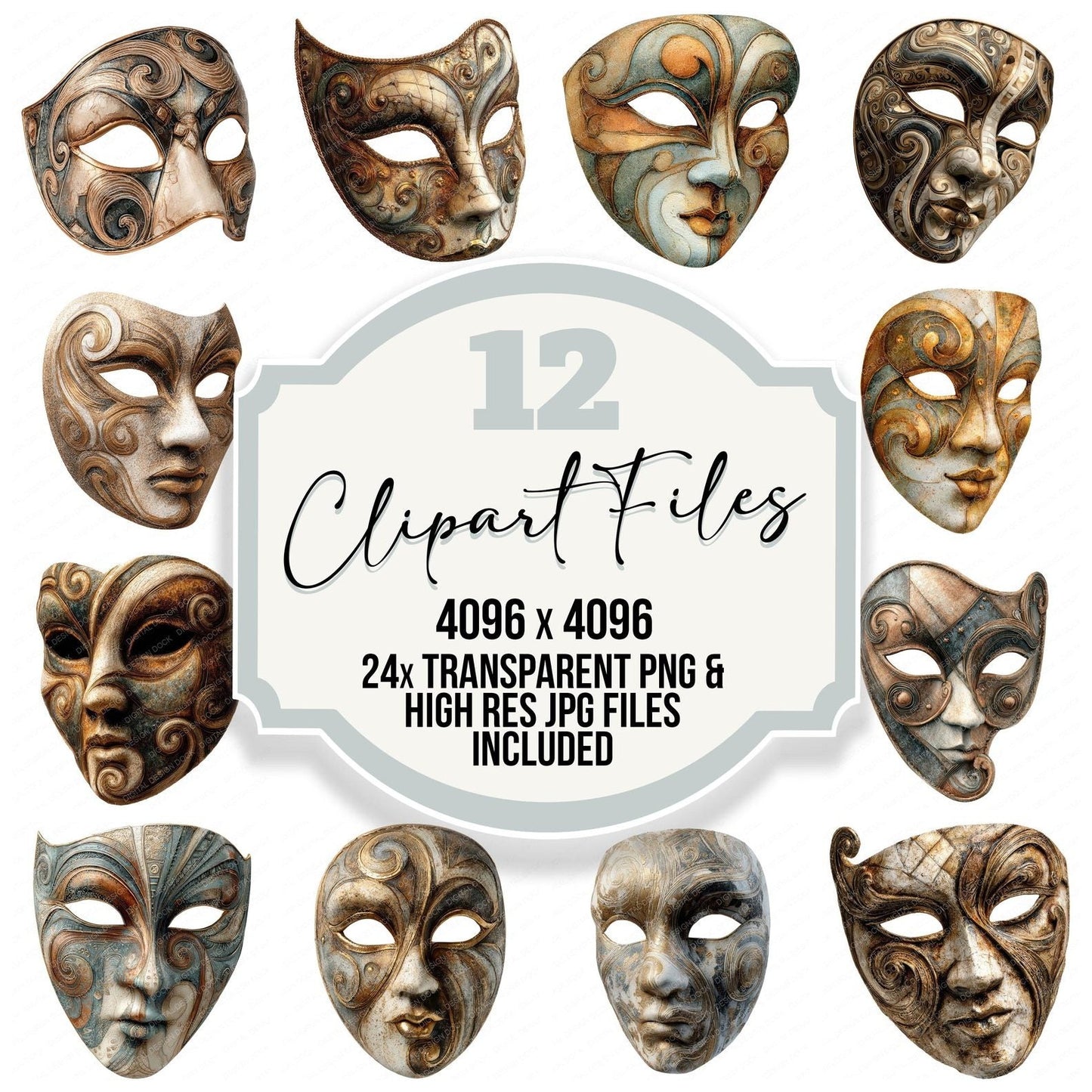 Venetian Masks Clipart Set (DDD006811)