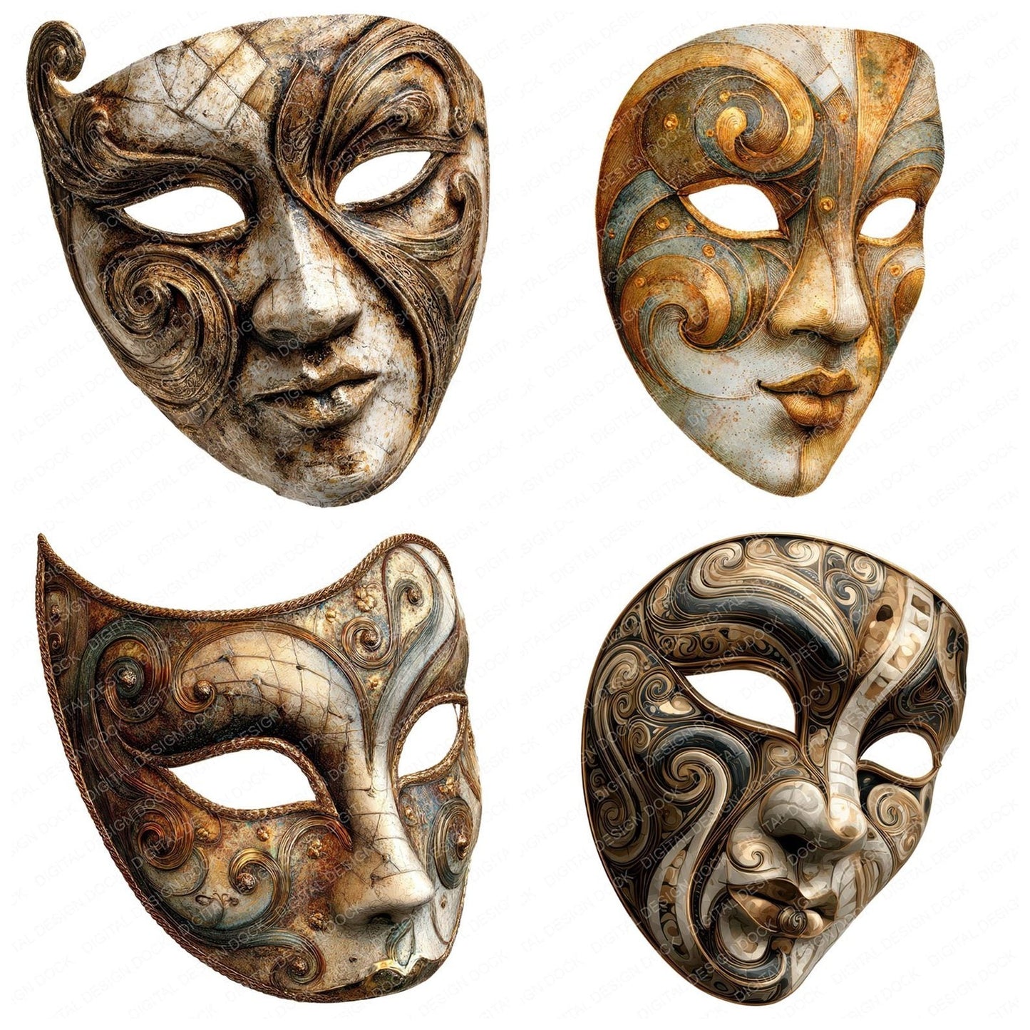 Venetian Masks Clipart Set (DDD006811)