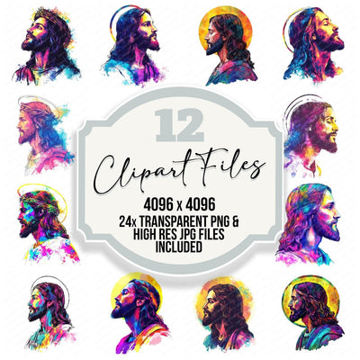 Vibrant Neon Jesus Christ Clipart Set (DDD006814)