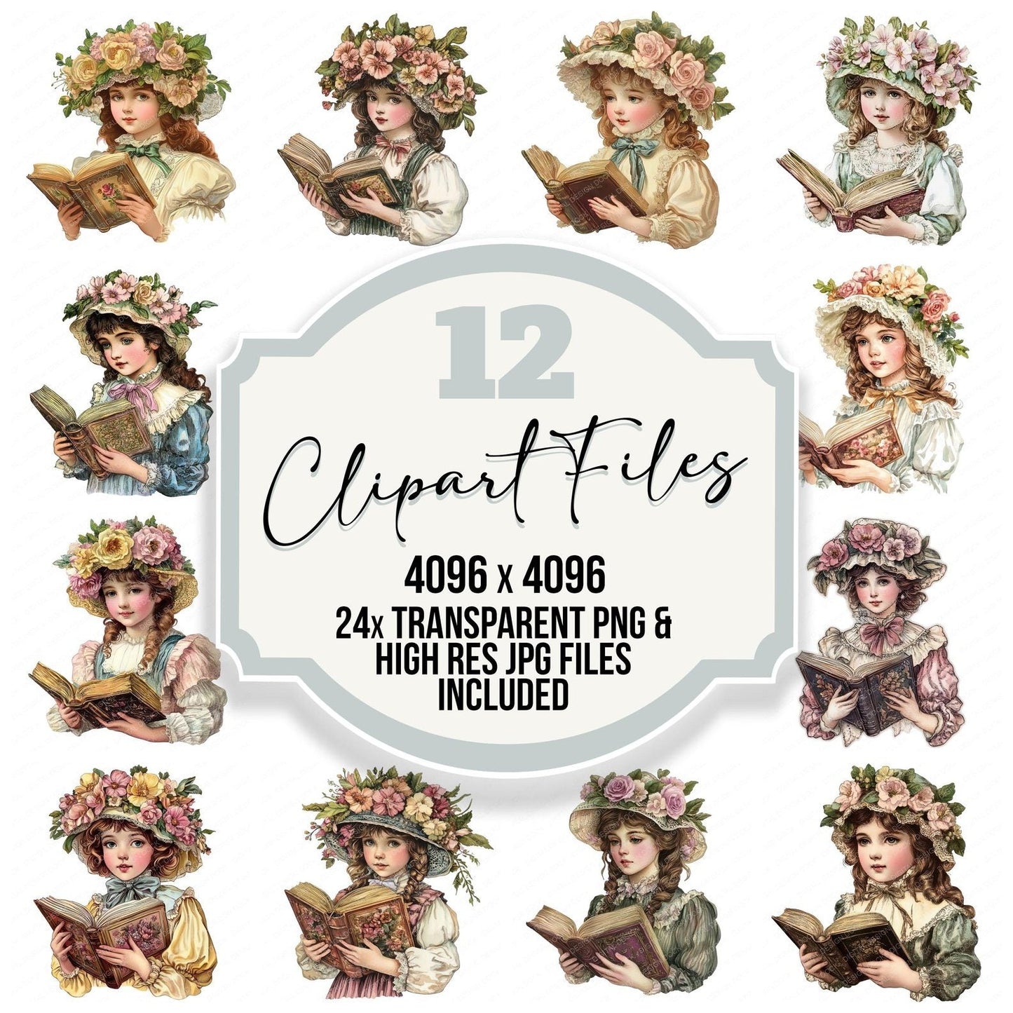 Victorian Girl with Bonnet Clipart Set (DDD006821)