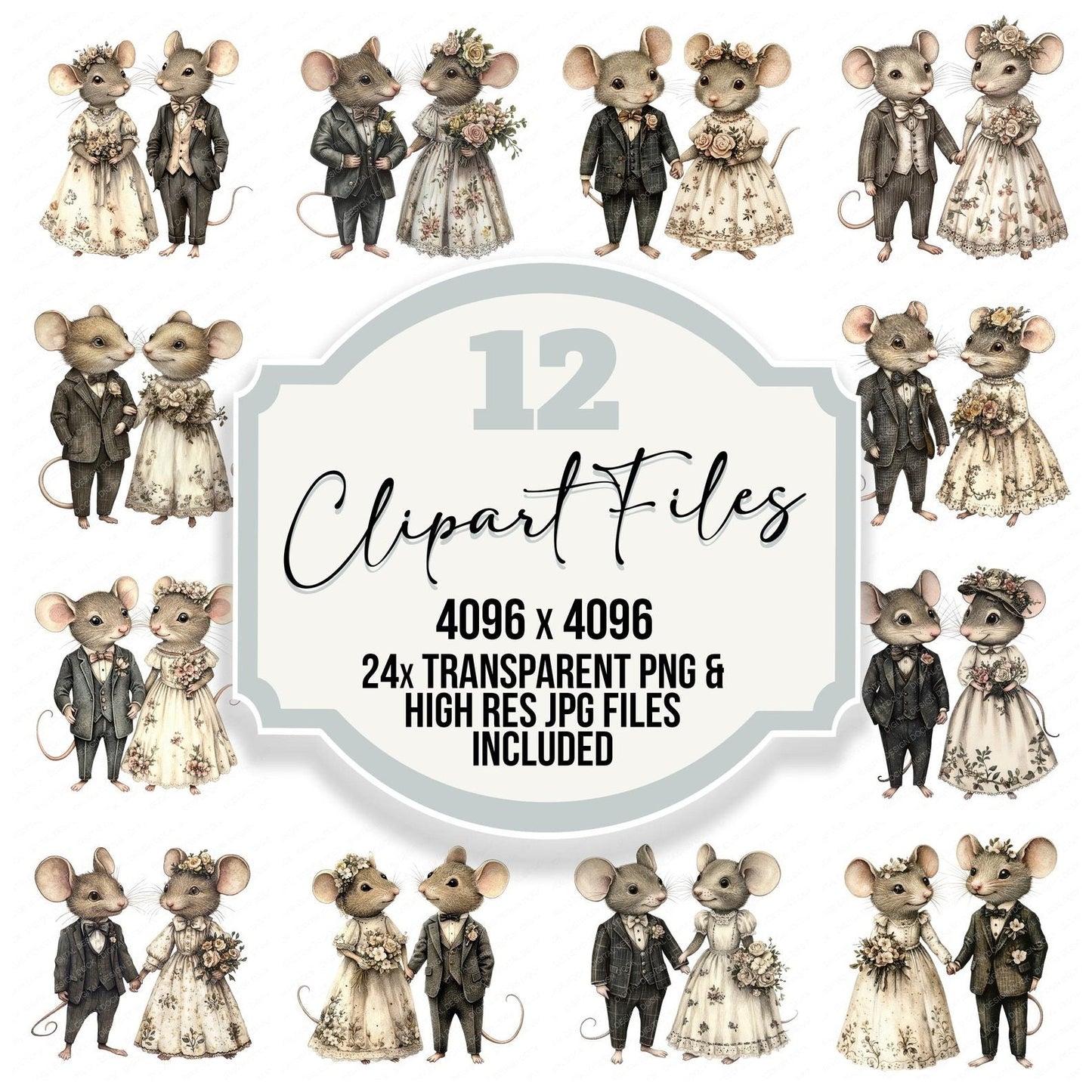 Victorian Mouse Wedding Clipart Set (DDD006827)