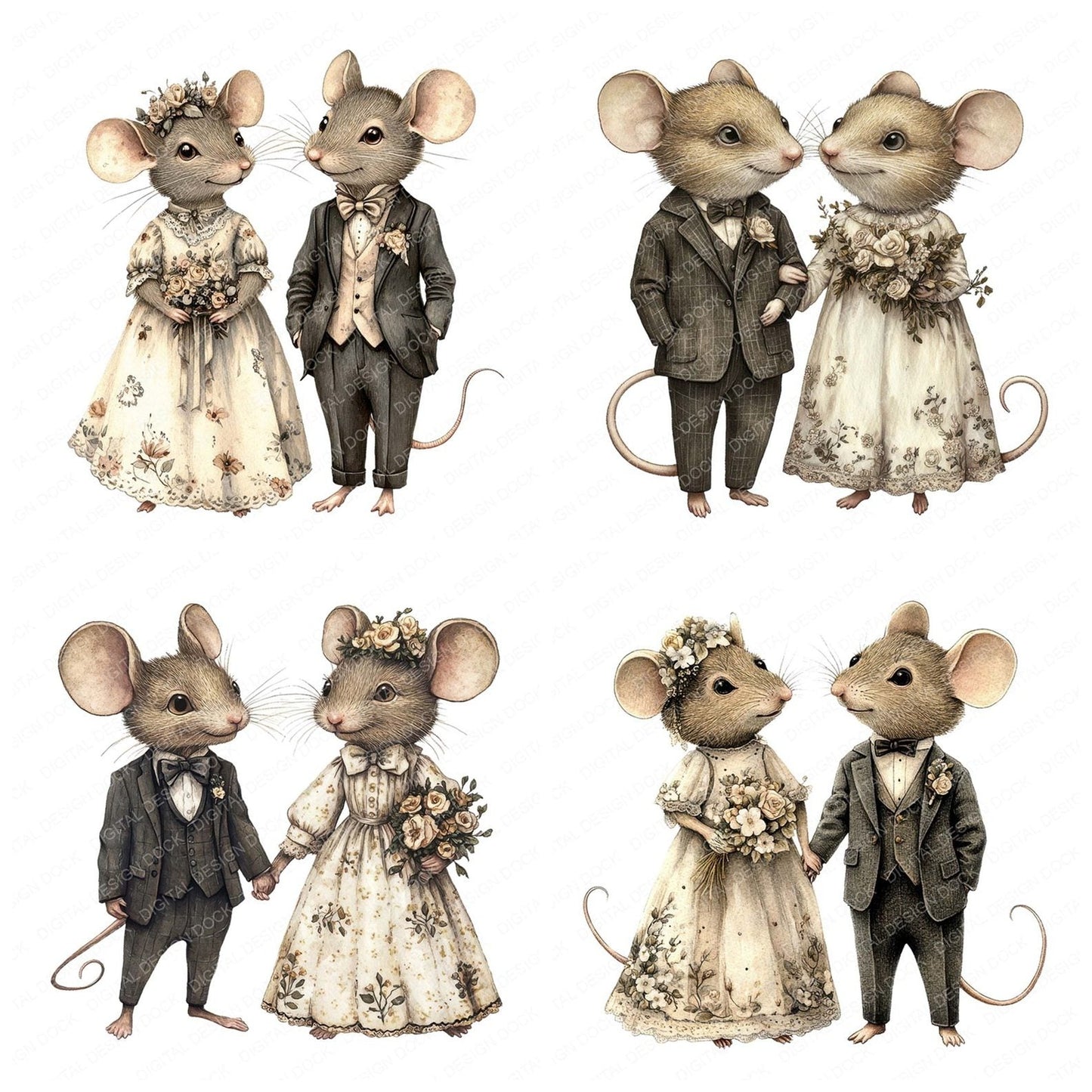 Victorian Mouse Wedding Clipart Set (DDD006827)