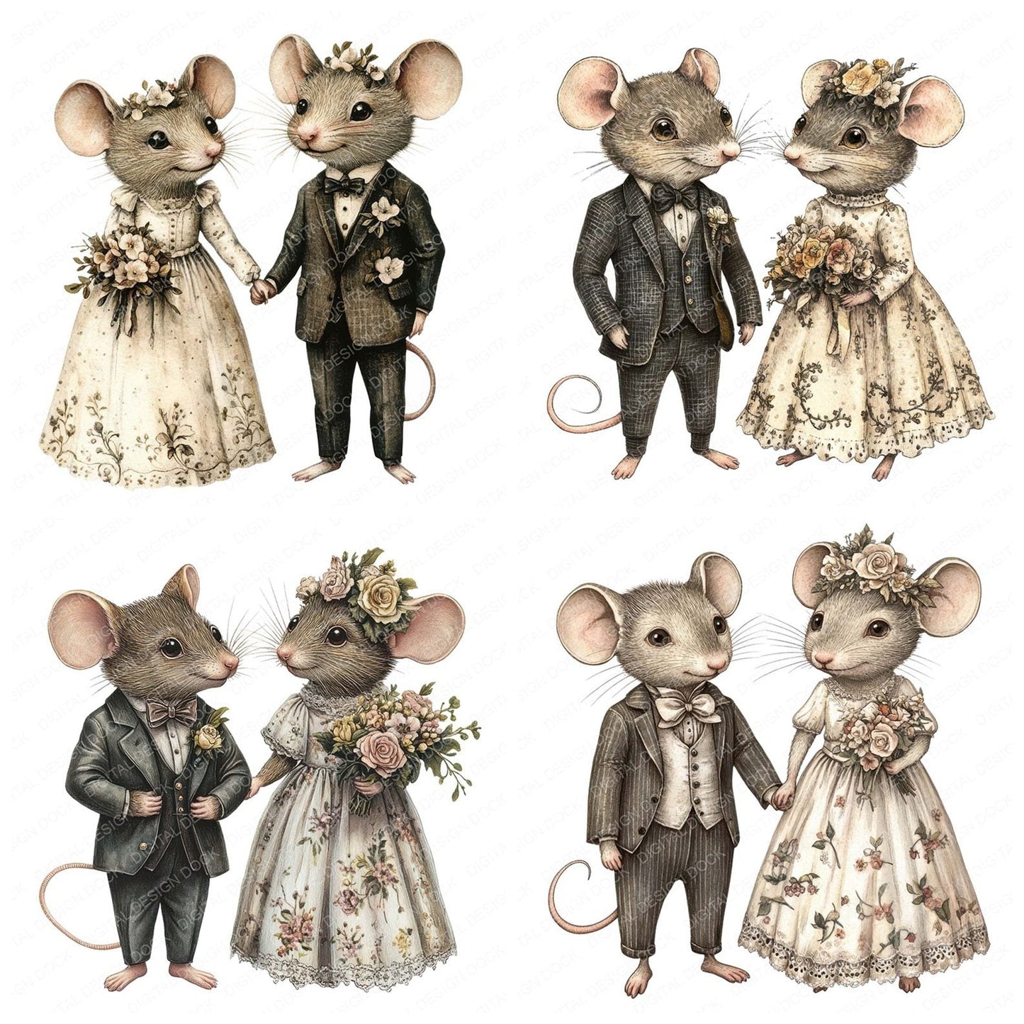 Victorian Mouse Wedding Clipart Set (DDD006827)