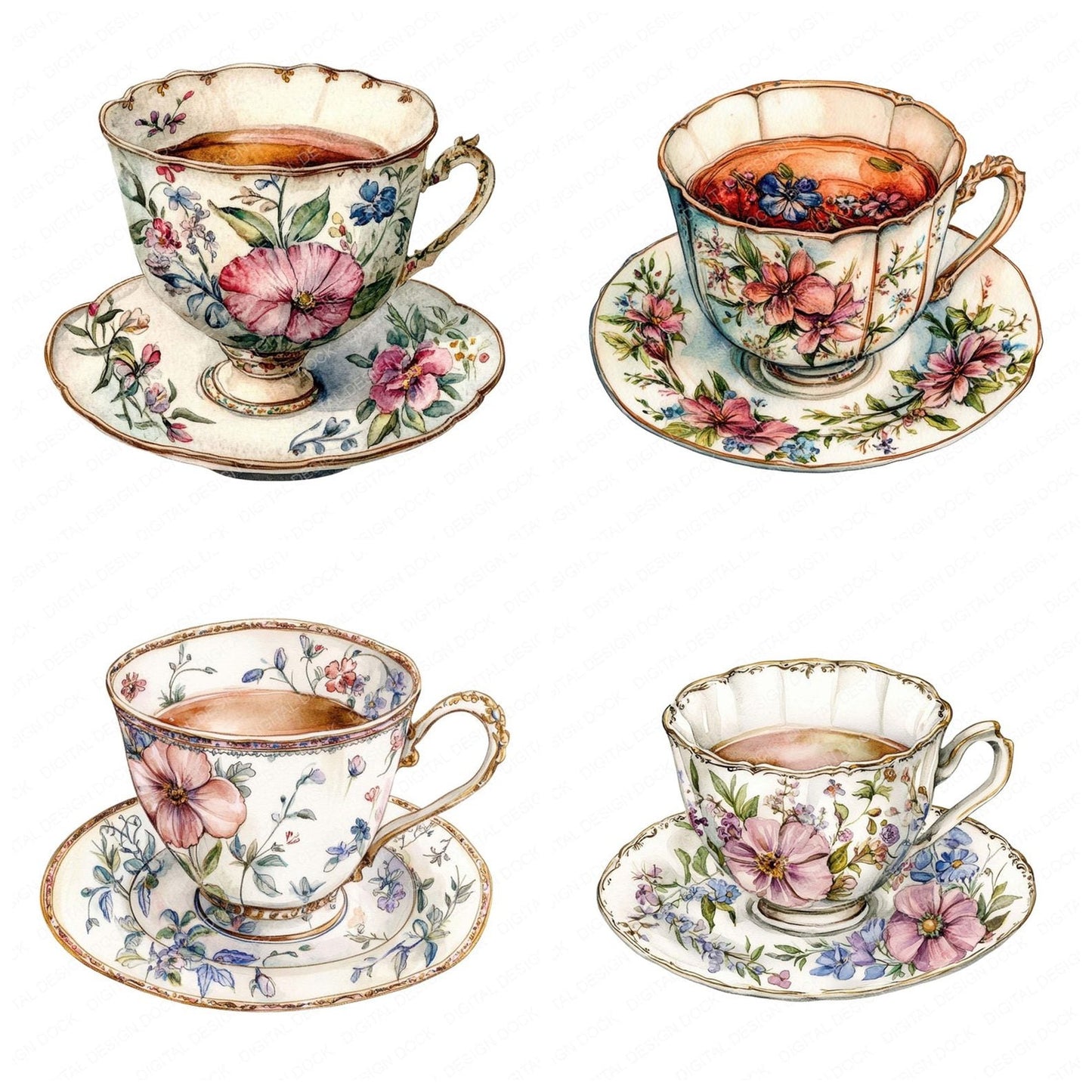 Victorian Teacup Clipart Set (DDD006830)