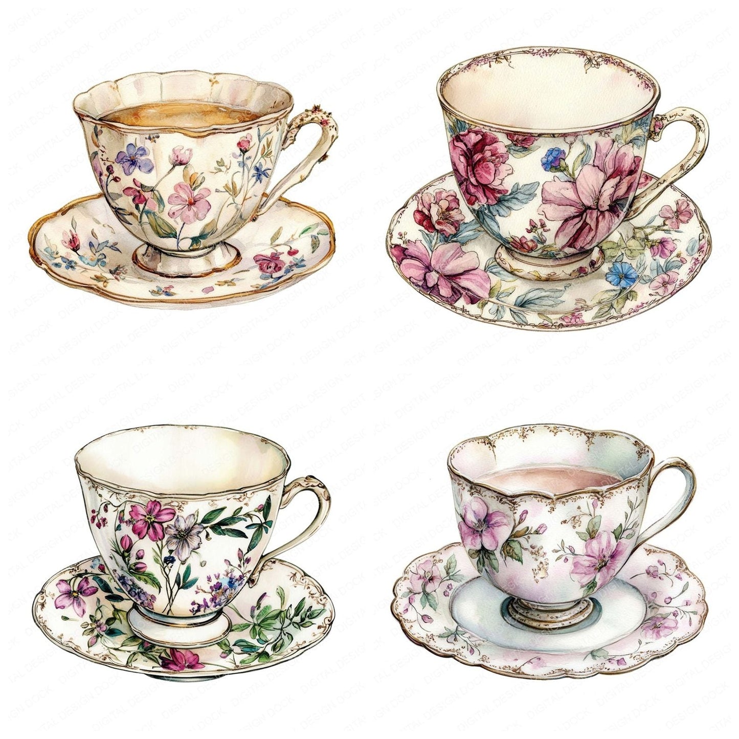 Victorian Teacup Clipart Set (DDD006830)