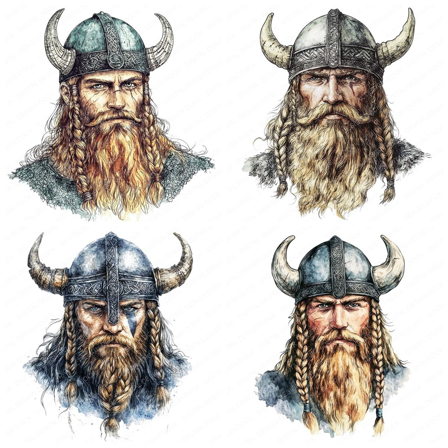 Viking Portrait Clipart Set (DDD006833)