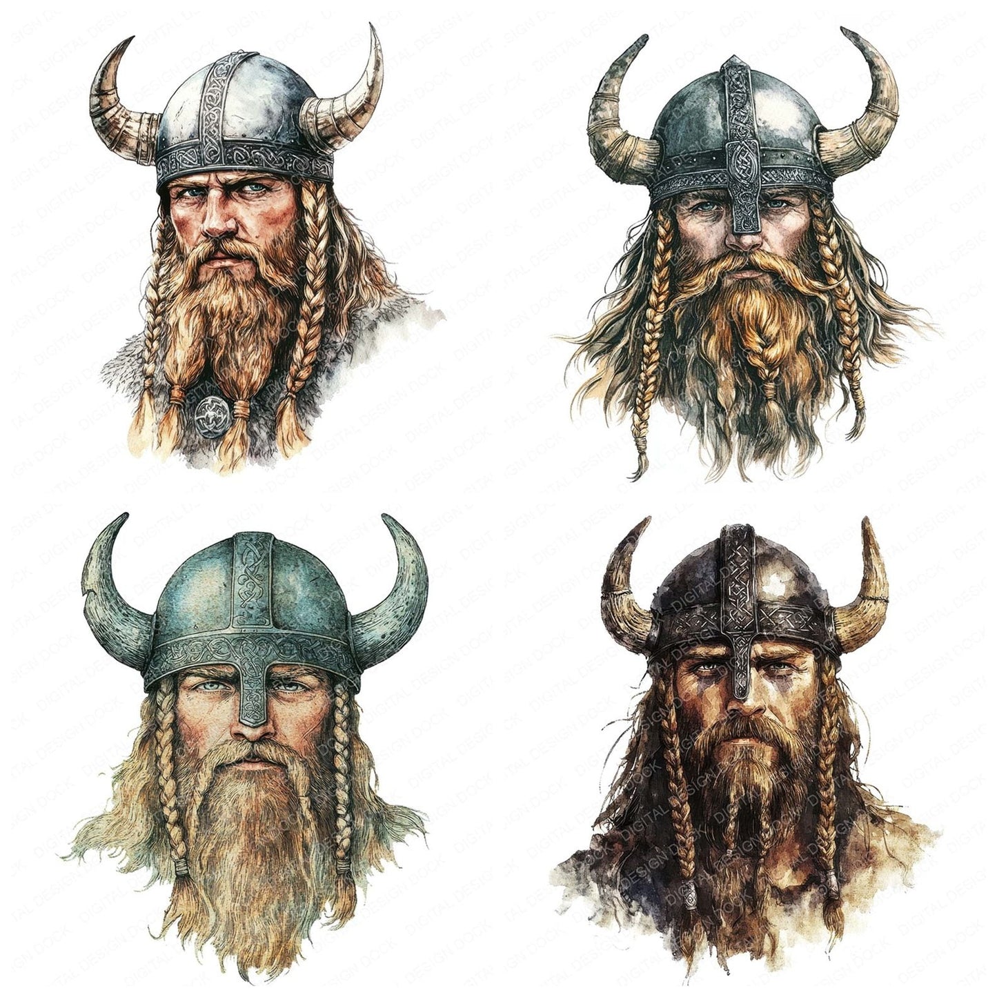 Viking Portrait Clipart Set (DDD006833)