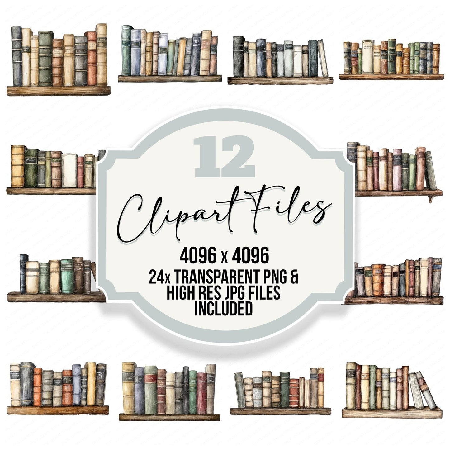 Vintage Book Shelf Clipart Set (DDD006845)